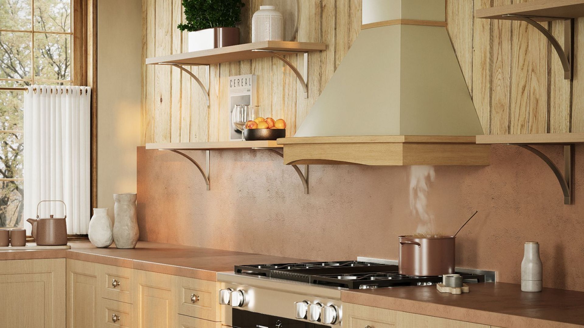 Rustikální digestoře Rustic Ecru Gesture Control - Béžová - Vizualizace 5