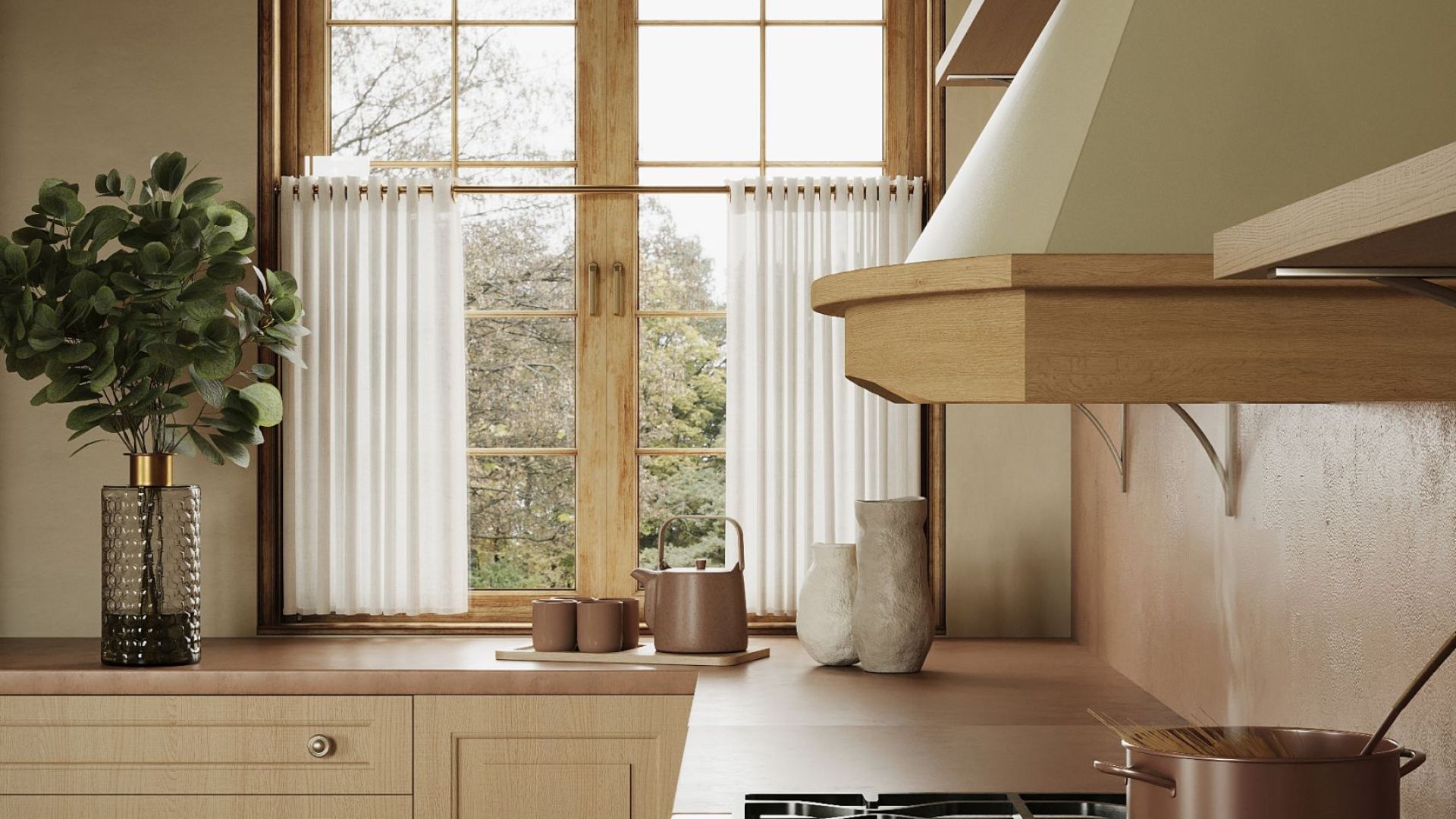 Rustikální digestoře Rustic Ecru Gesture Control - Béžová - Vizualizace 7