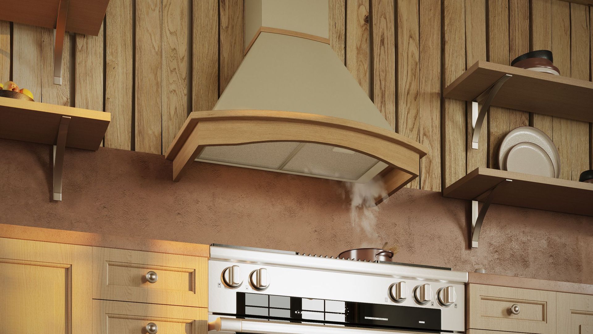 Rustikální digestoře Rustic Ecru Gesture Control - Béžová - Vizualizace 9