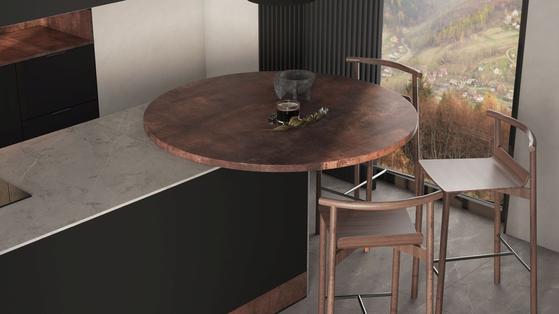 Ostrůvkové digestoře Alvar Black Matt - Matná černá - Vizualizace 4