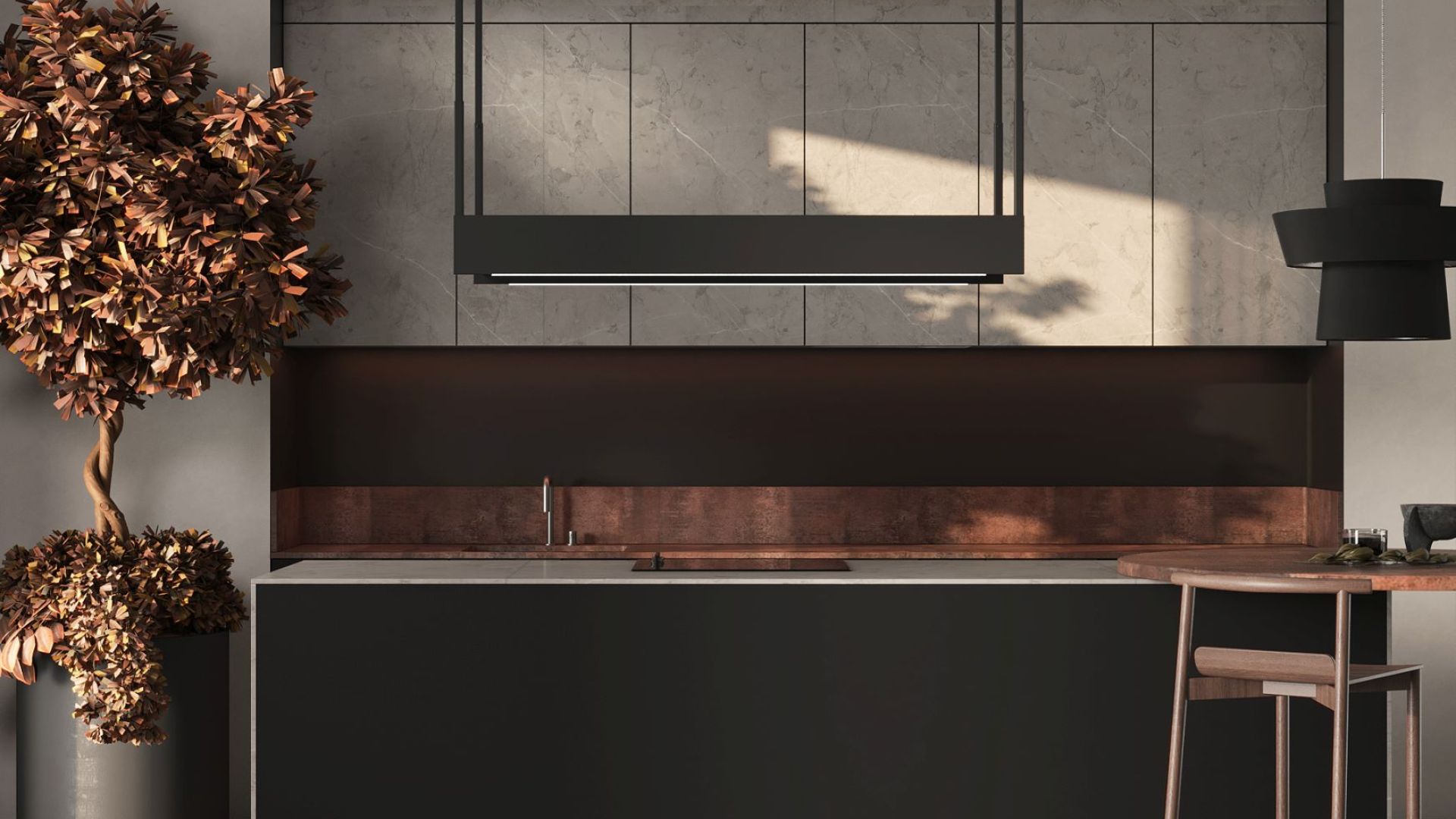 Ostrůvkové digestoře Alvar Black Matt - Matná černá - Vizualizace 5