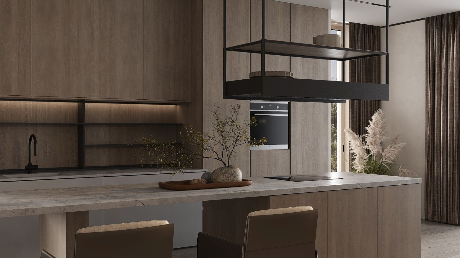 Ostrůvkové digestoře Alvar Wood Black Matt - Matná černá - Vizualizace 5