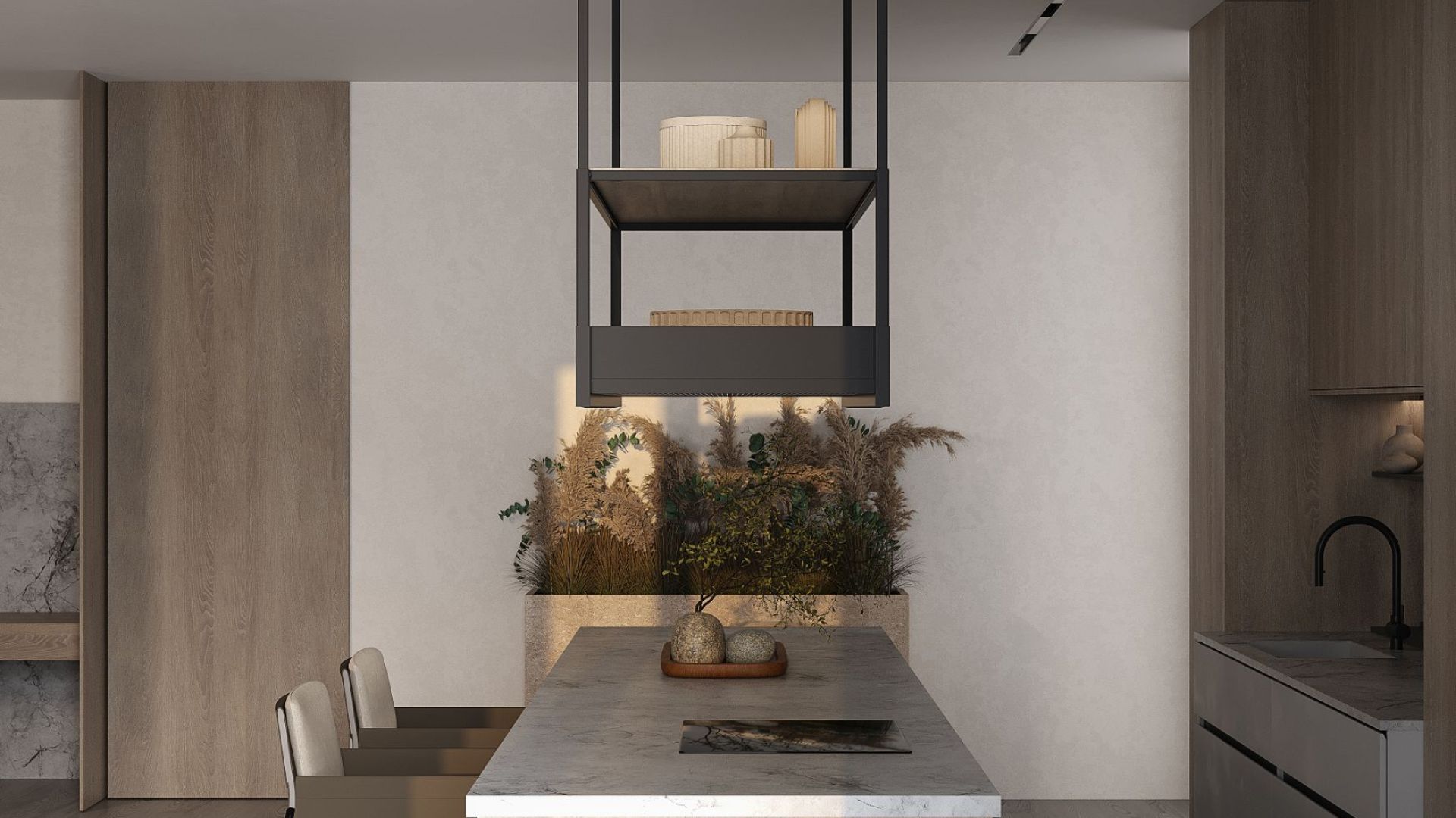 Ostrůvkové digestoře Alvar Wood Black Matt - Matná černá - Vizualizace 7