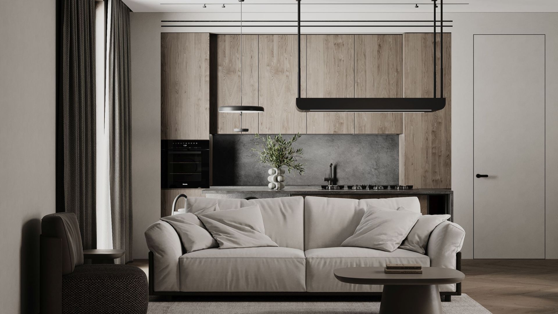 Ostrůvkové digestoře Arne Black Matt - Matná černá - Vizualizace 5