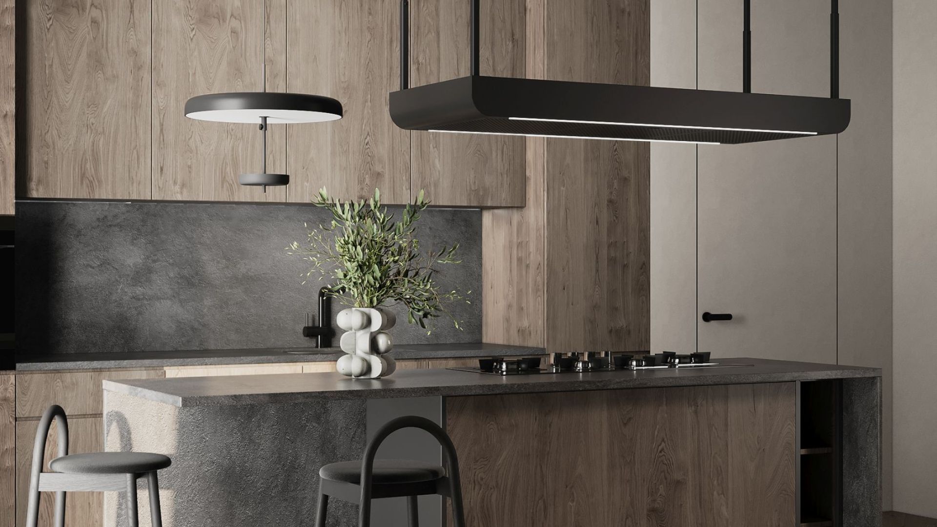 Ostrůvkové digestoře Arne Black Matt - Matná černá - Vizualizace 6
