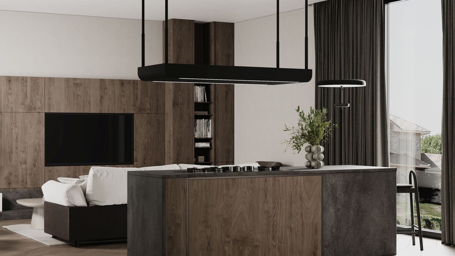 Ostrůvkové digestoře Arne Black Matt - Matná černá - Vizualizace 8