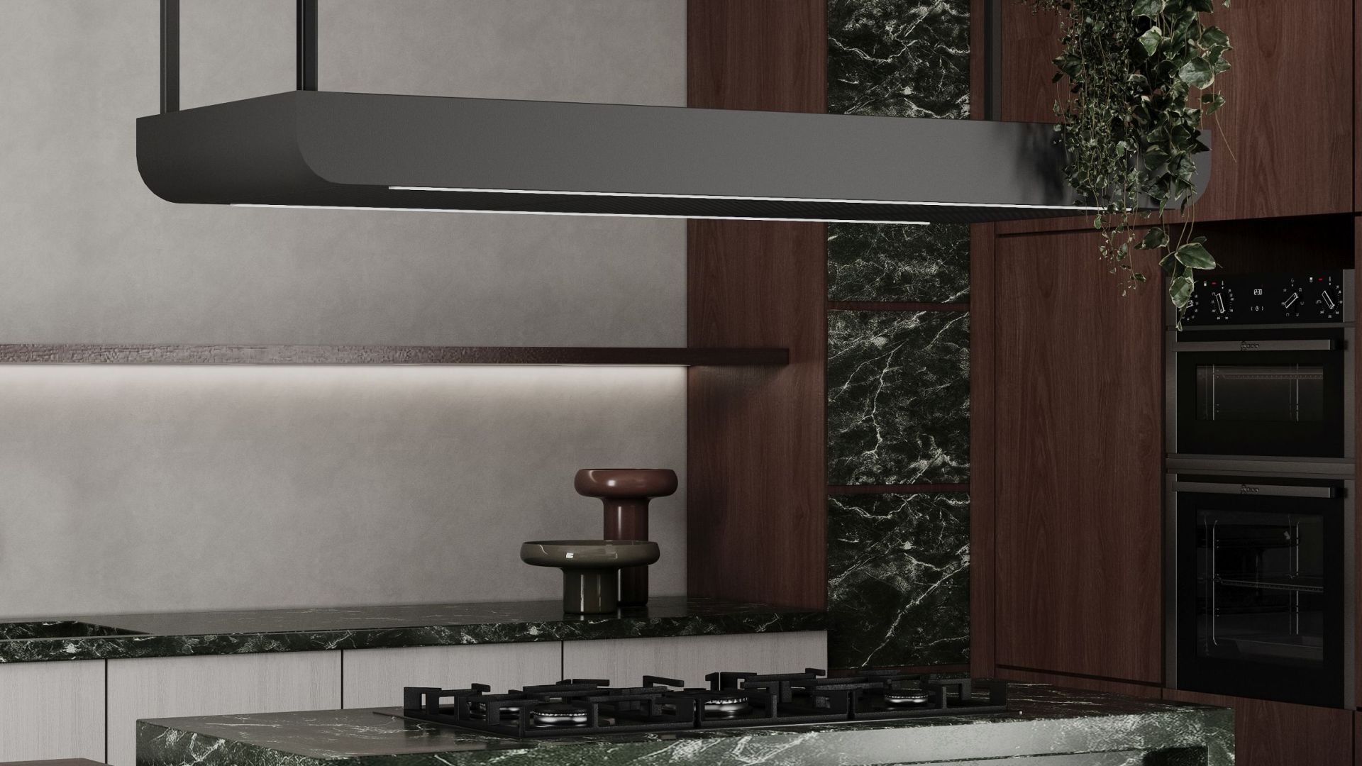 Ostrůvkové digestoře Arne Glass Black Matt - Matná černá - Vizualizace 4