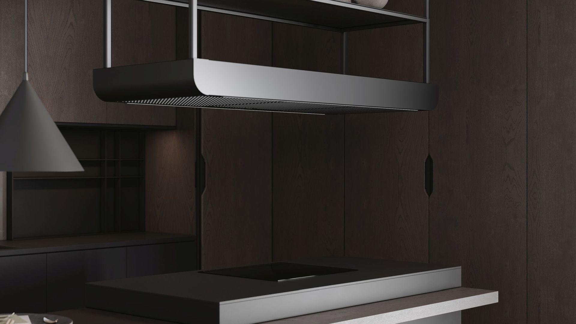 Ostrůvkové digestoře Arne Wood Black Matt - Matná černá - Vizualizace 5