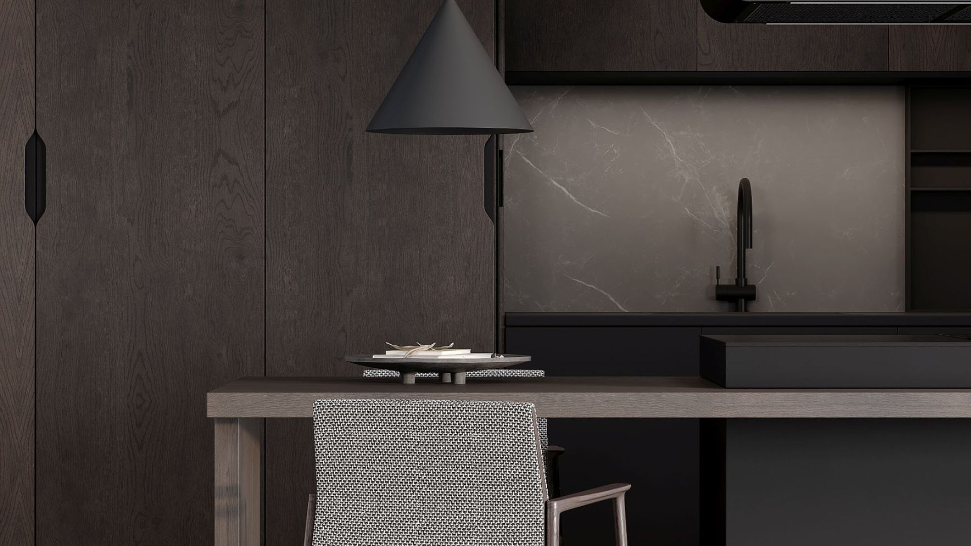 Ostrůvkové digestoře Arne Wood Black Matt - Matná černá - Vizualizace 9