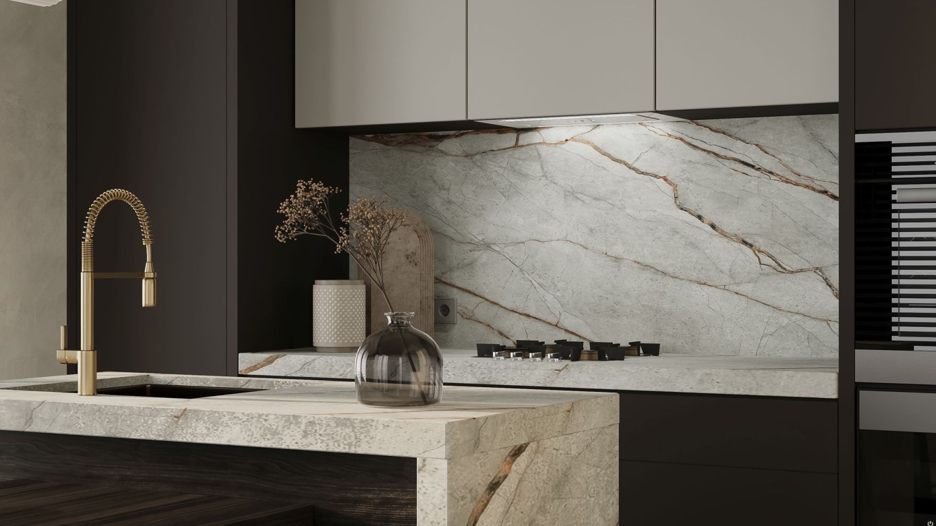 Podstavné digestoře Lando Glass 2STRIPS White Gesture Control - Bílá - Vizualizace 2