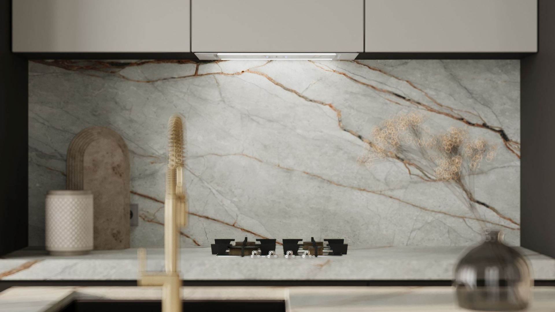 Podstavné digestoře Lando Glass 2STRIPS White Gesture Control - Bílá - Vizualizace 6