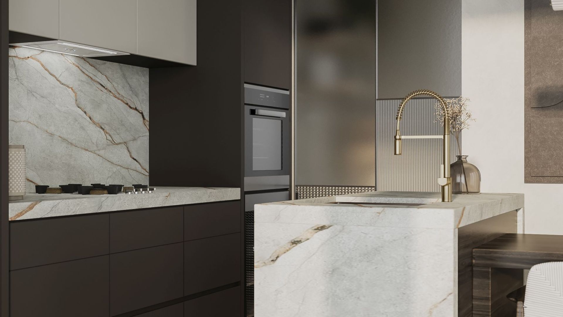 Podstavné digestoře Lando Glass 2STRIPS White Gesture Control - Bílá - Vizualizace 7