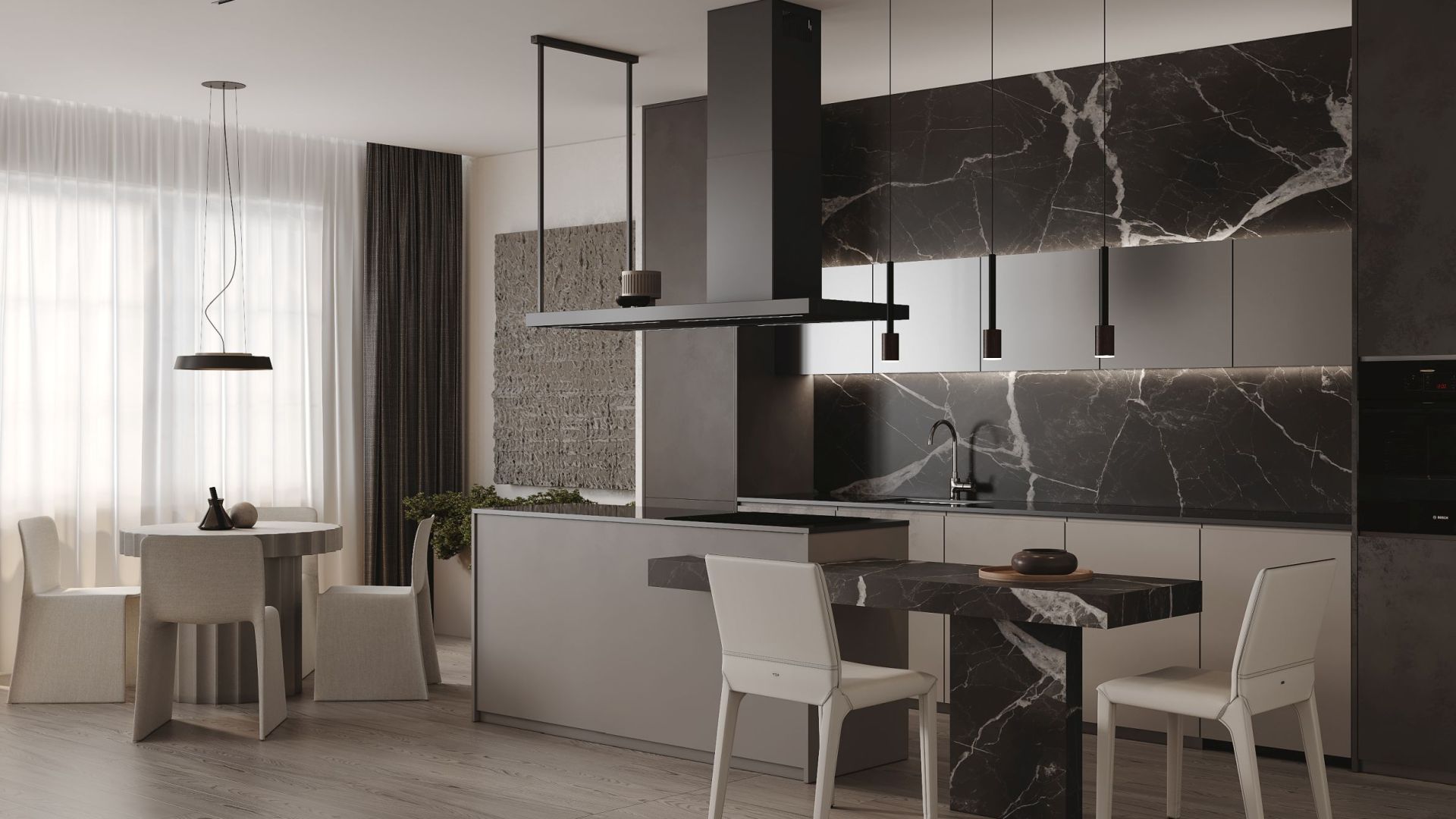 Ostrůvkové digestoře Metropolis Black Matt - Matná černá - Vizualizace 4