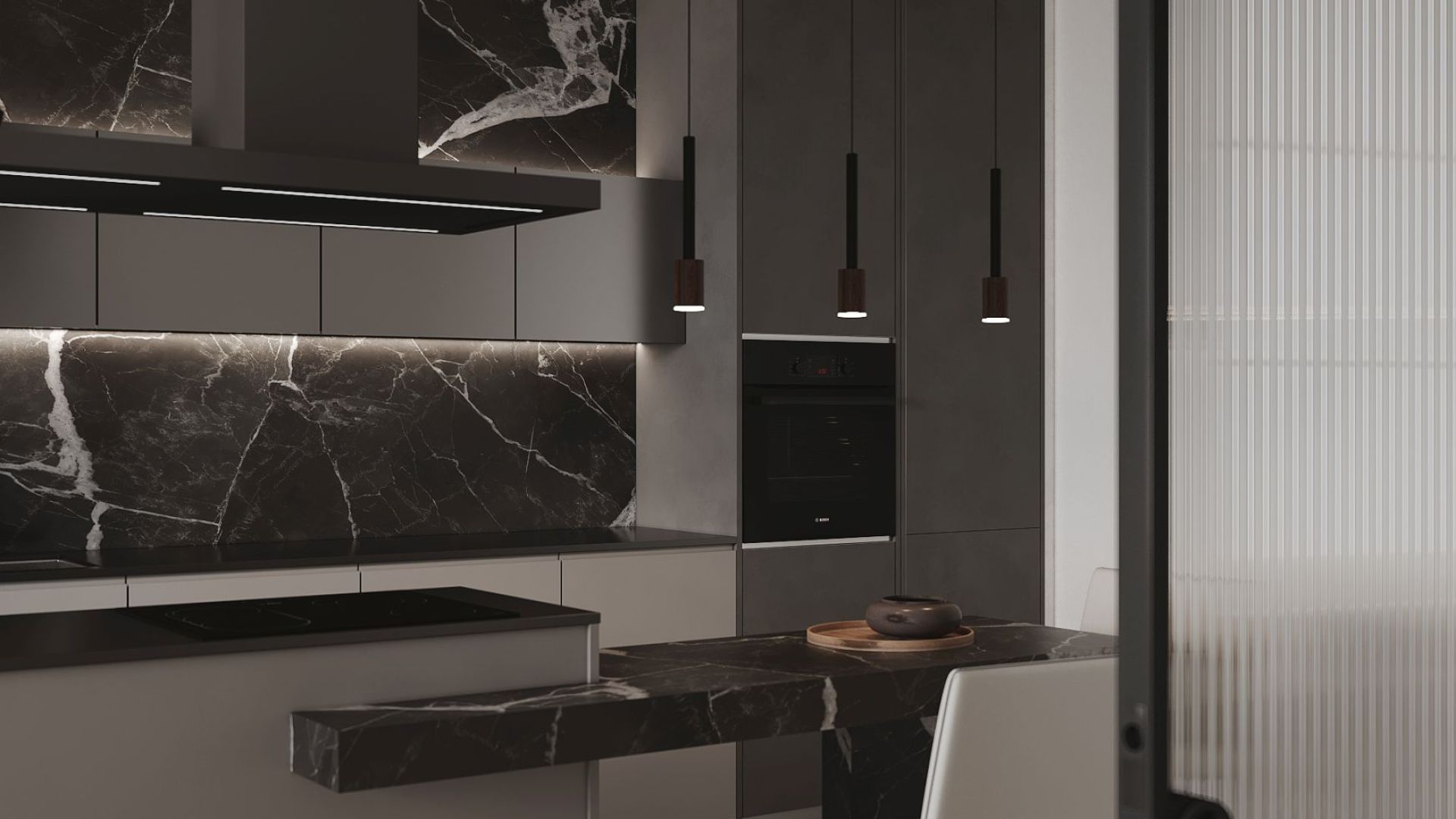 Ostrůvkové digestoře Metropolis Black Matt - Matná černá - Vizualizace 6