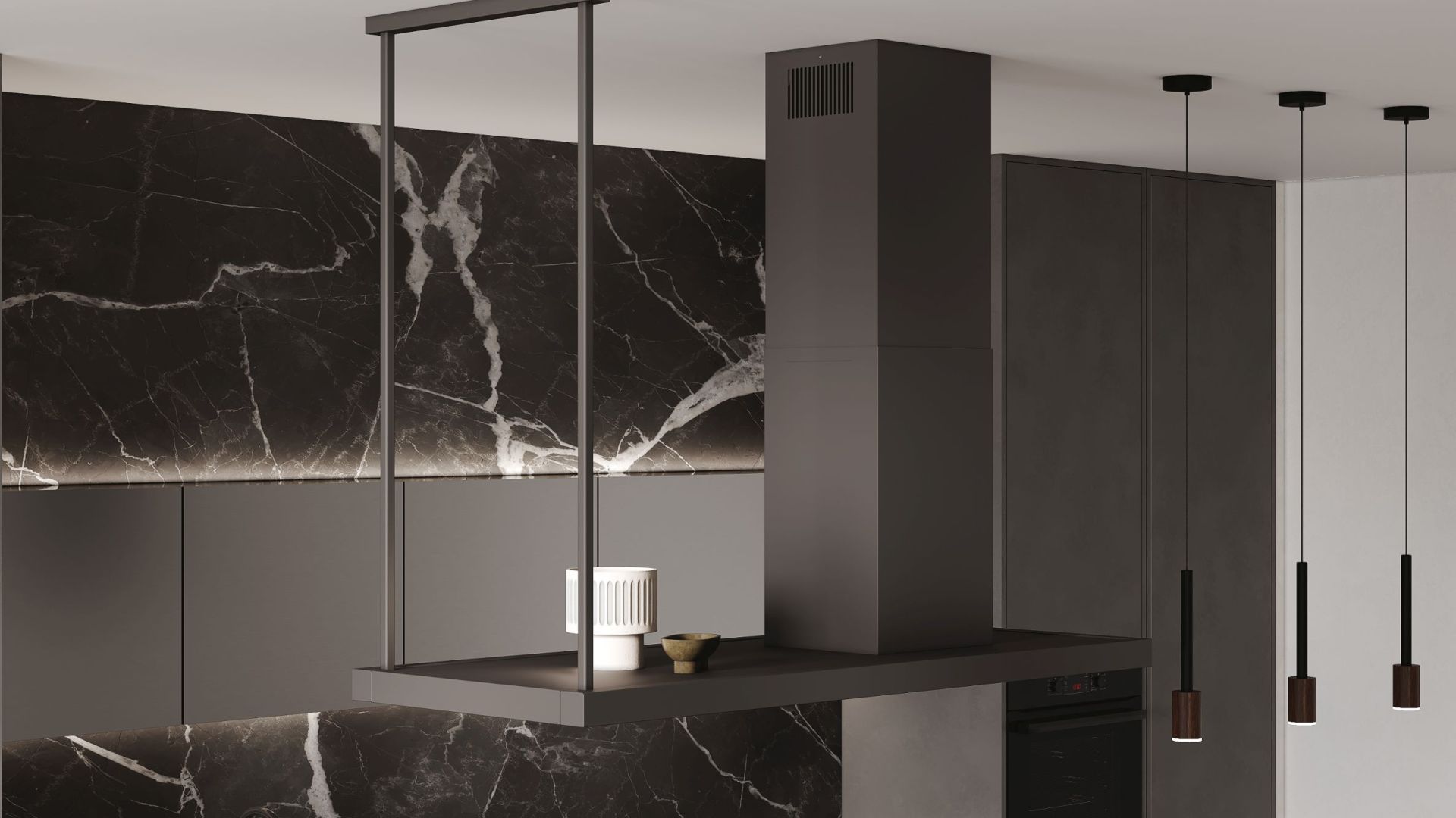 Ostrůvkové digestoře Metropolis Black Matt - Matná černá - Vizualizace 8