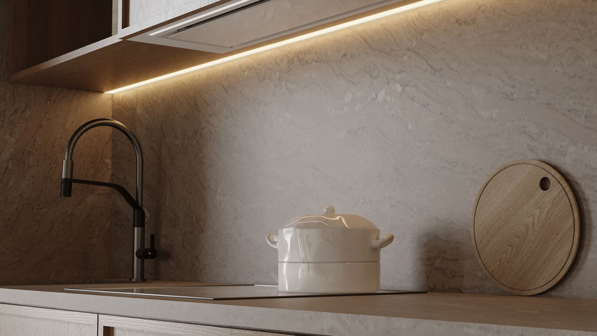 Podstavné digestoře Vestavná digestoř Micra Space White Matt - Matná bílá - Vizualizace 7