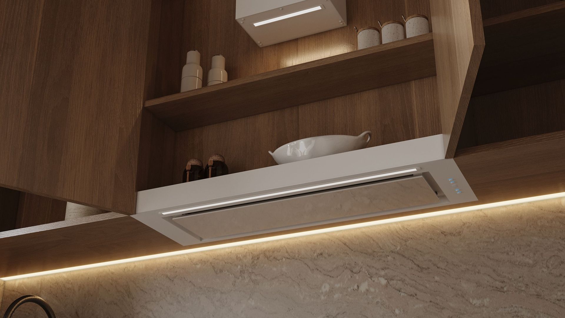 Podstavné digestoře Vestavná digestoř Micra Space White Matt - Matná bílá - Vizualizace 2