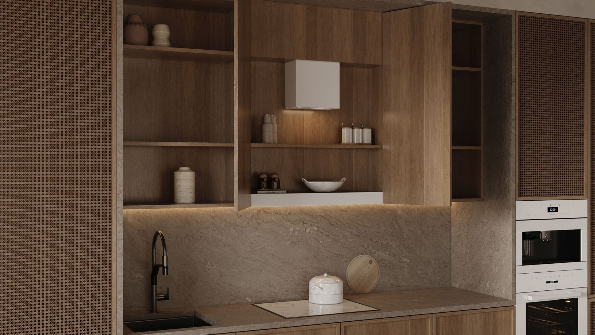 Podstavné digestoře Vestavná digestoř Micra Space White Matt - Matná bílá - Vizualizace 3