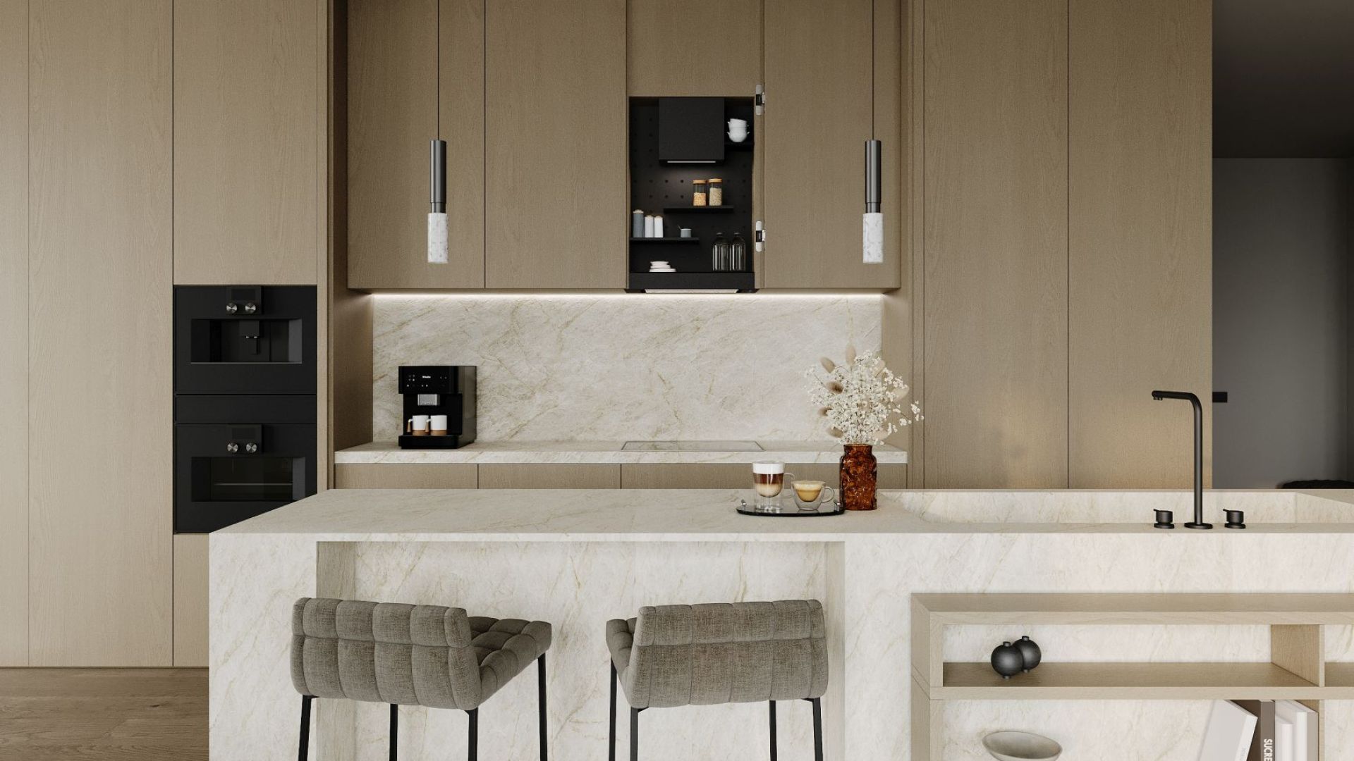 Podstavné digestoře Vestavná digestoř Micra Space Black Matt - Matná černá - Vizualizace 9