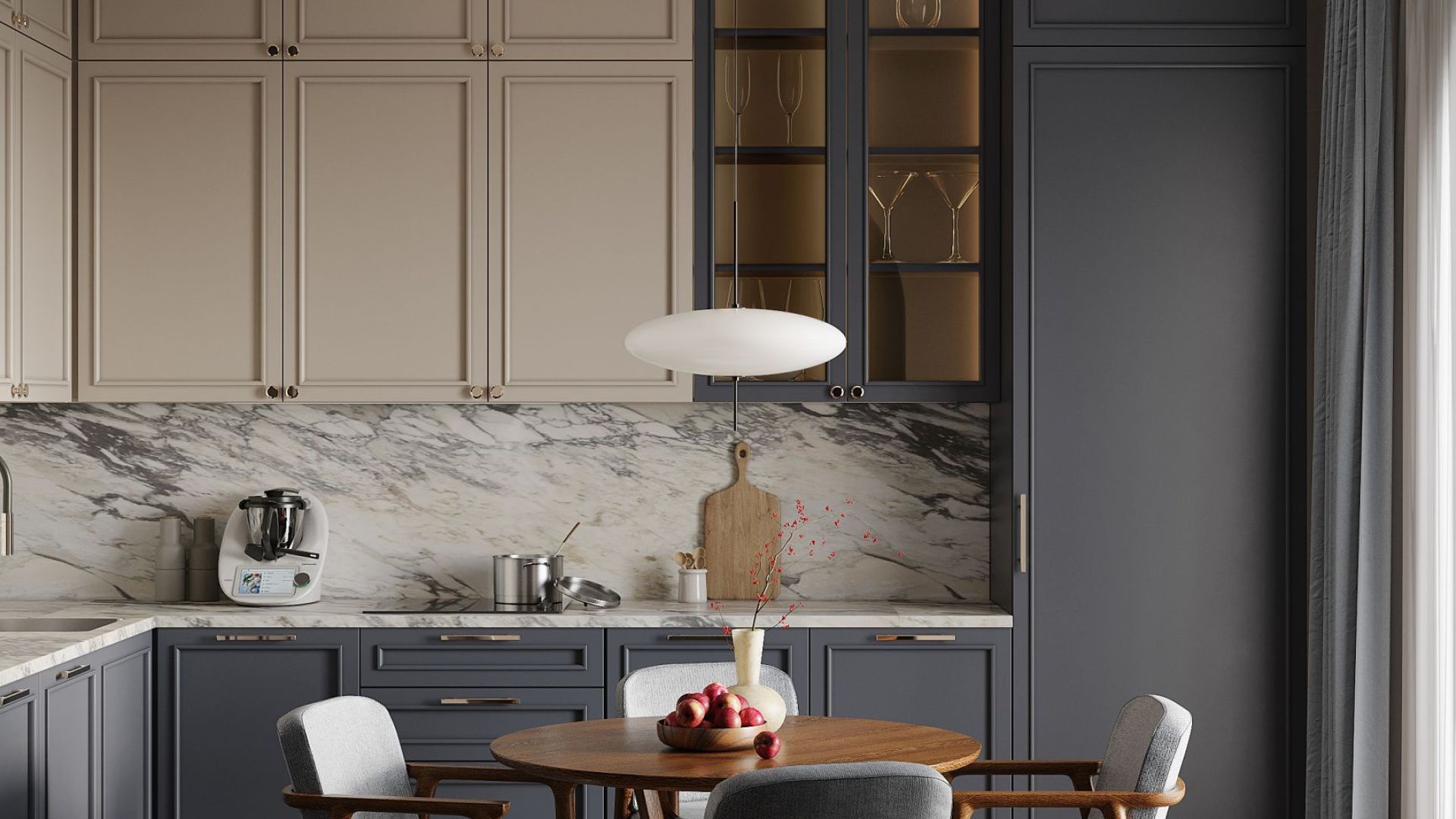 Podstavné digestoře Micra White Matt 120 cm - Matná bílá - Vizualizace 2