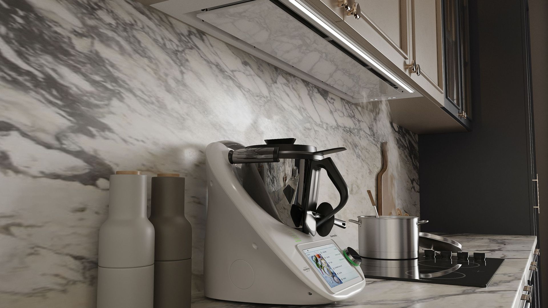 Podstavné digestoře Micra White Matt 120 cm - Matná bílá - Vizualizace 4