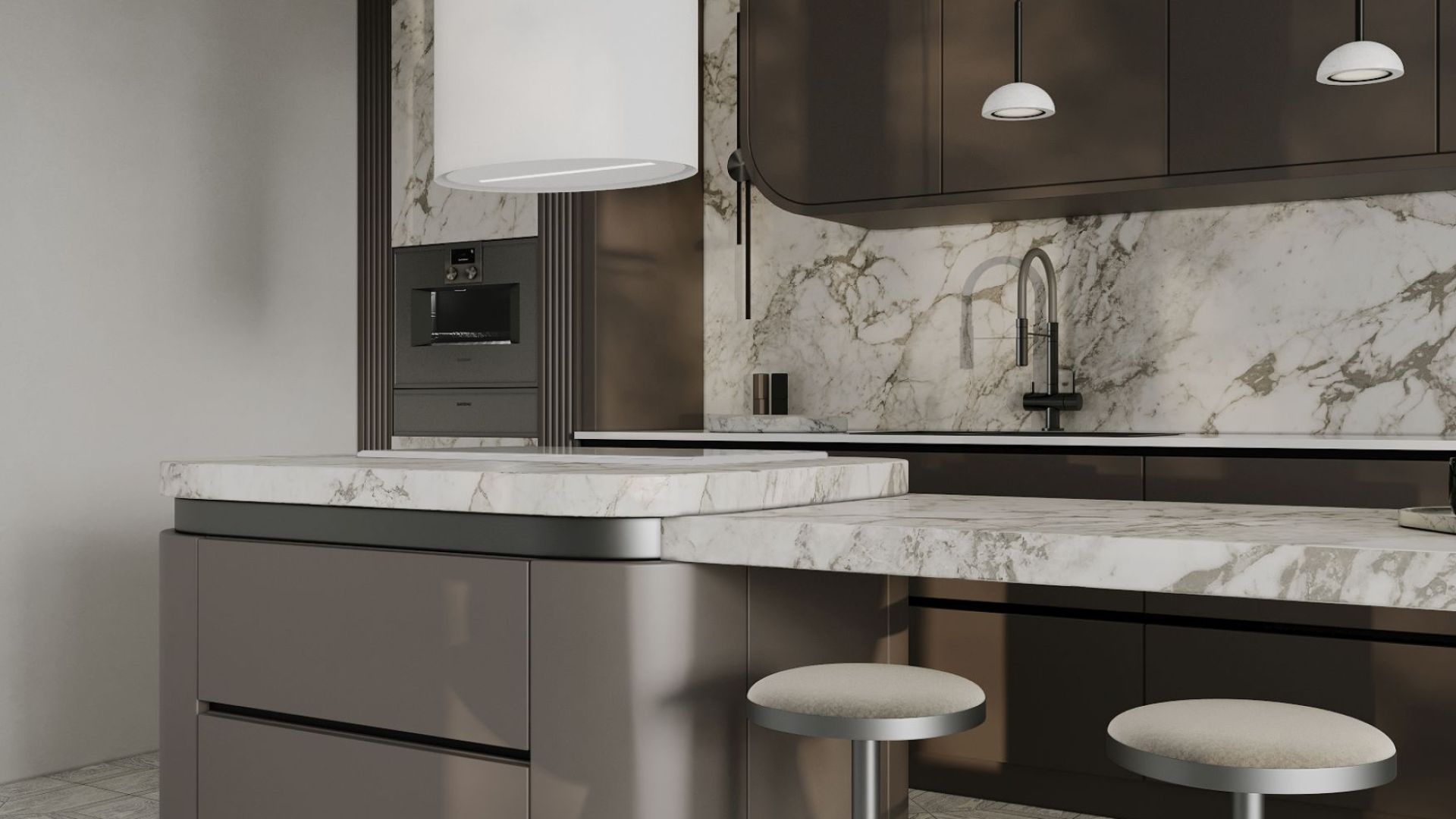 Ostrůvkové digestoře Oval White Matt - Matná bílá - Vizualizace 5