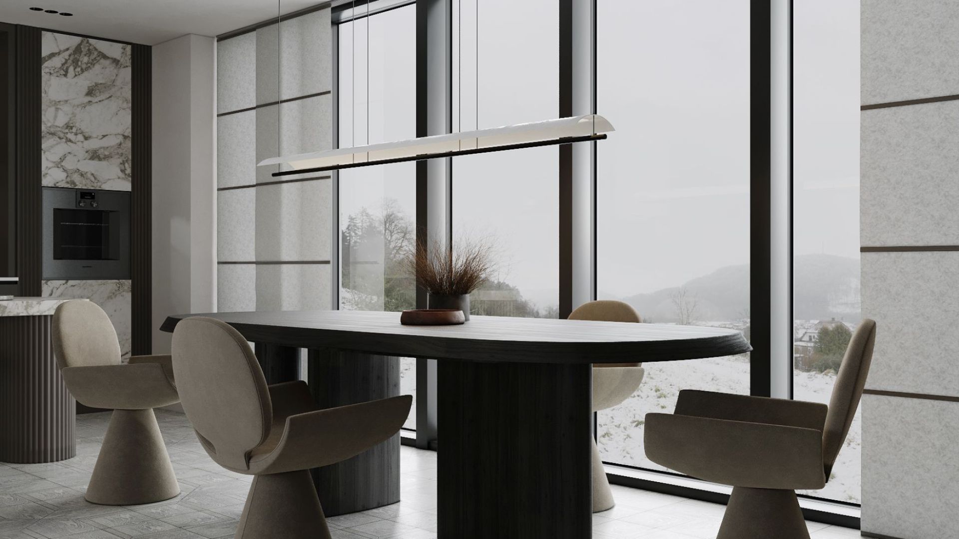 Ostrůvkové digestoře Oval White Matt - Matná bílá - Vizualizace 6