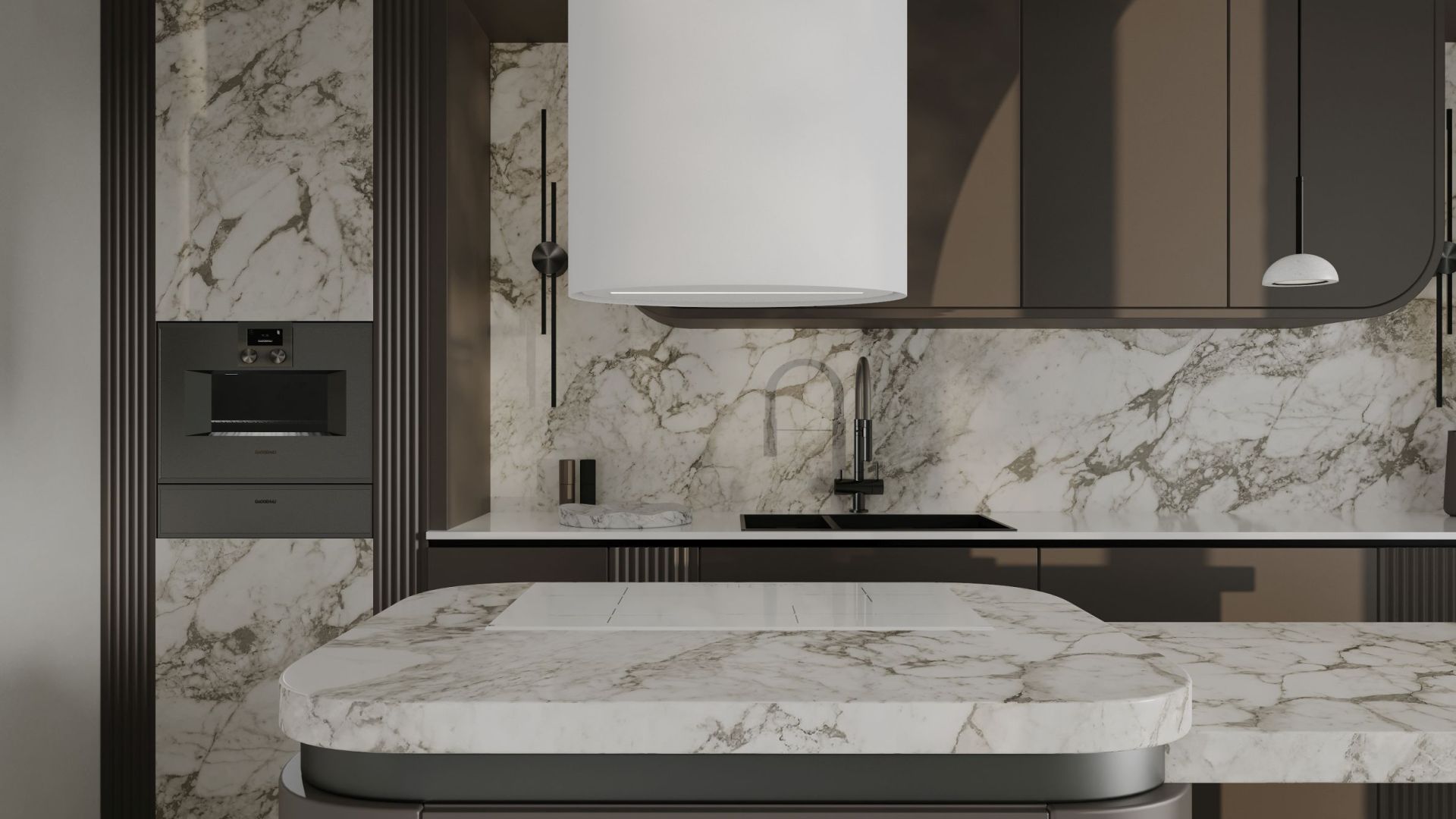 Ostrůvkové digestoře Oval White Matt - Matná bílá - Vizualizace 9