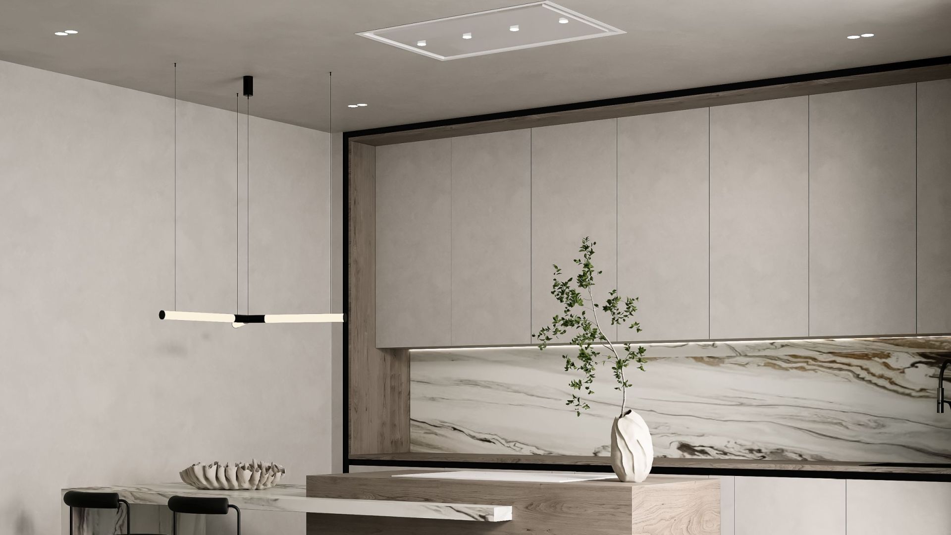 Stropní digestoře Planet Super Slim White - Bílá - Vizualizace 4