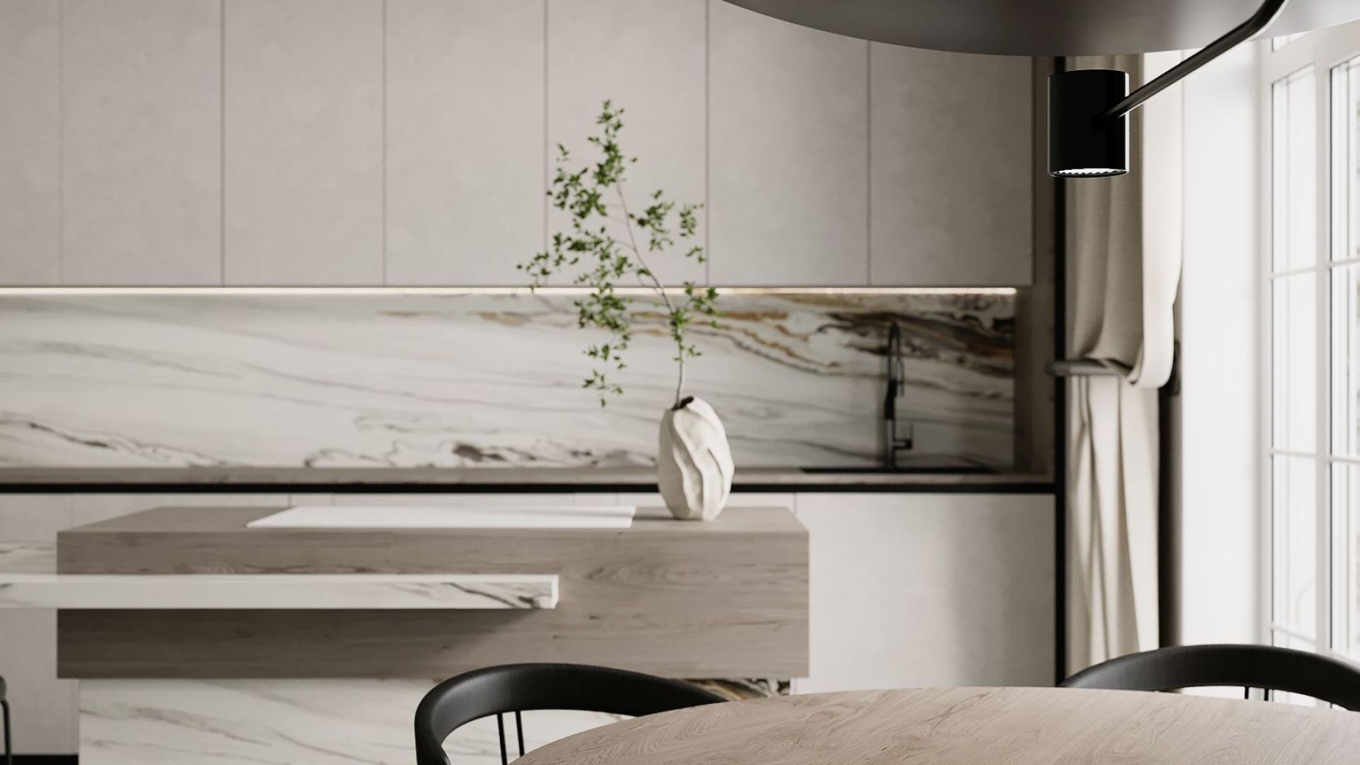 Stropní digestoře Planet Super Slim White - Bílá - Vizualizace 6