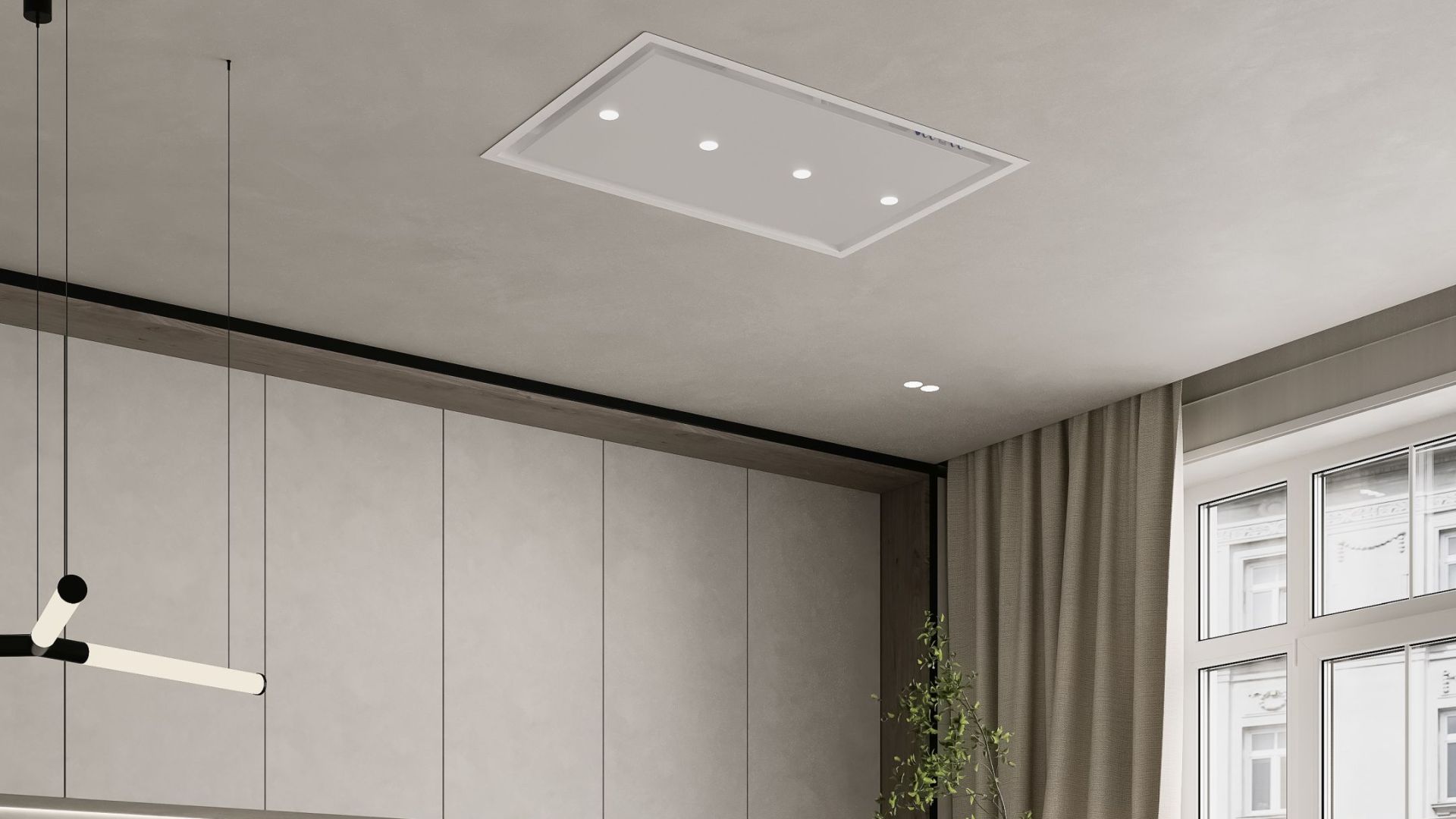 Stropní digestoře Planet Super Slim White - Bílá - Vizualizace 8