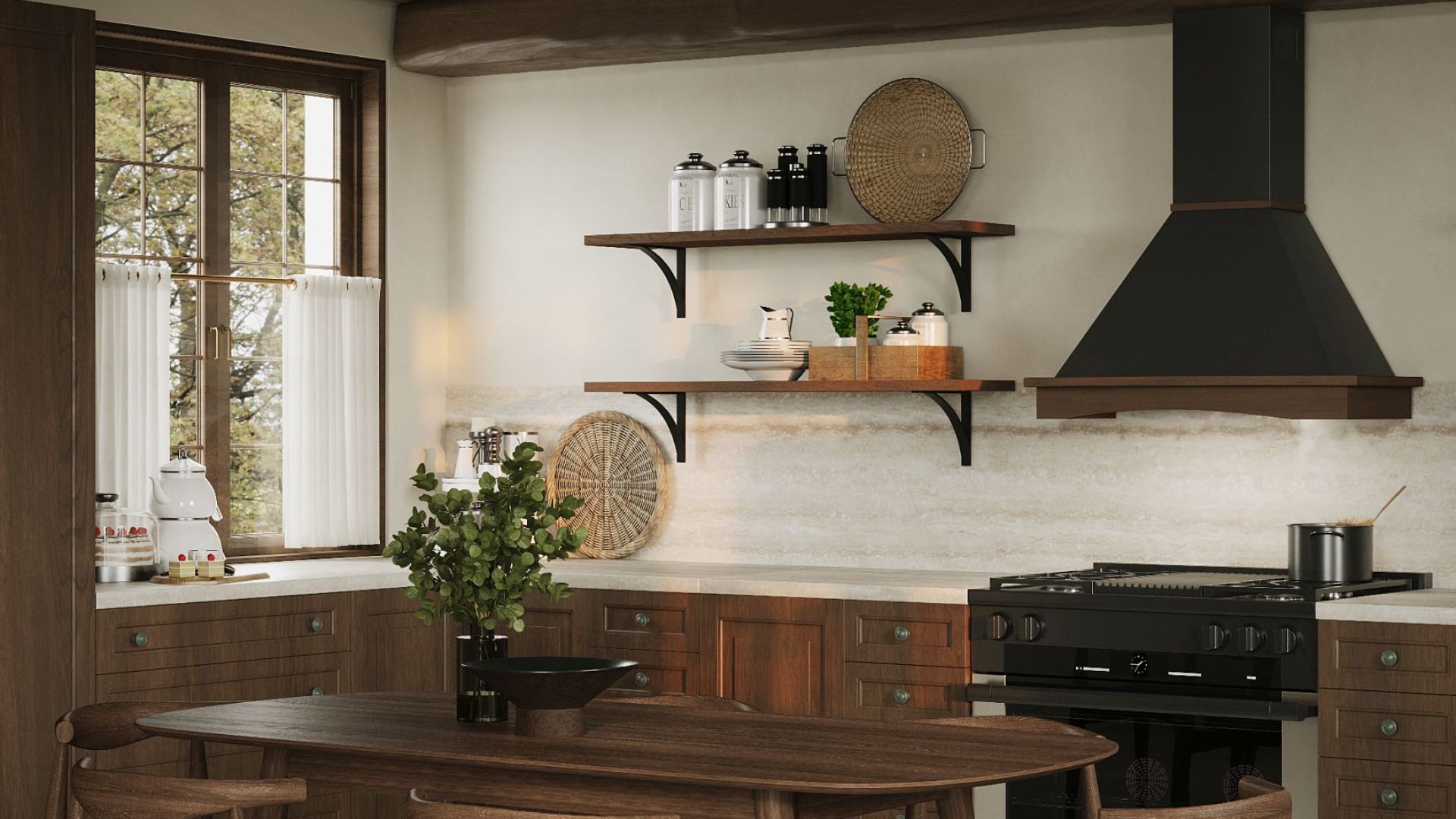 Rustikální digestoře Rustic Black Matt - Matná černá - Vizualizace 3