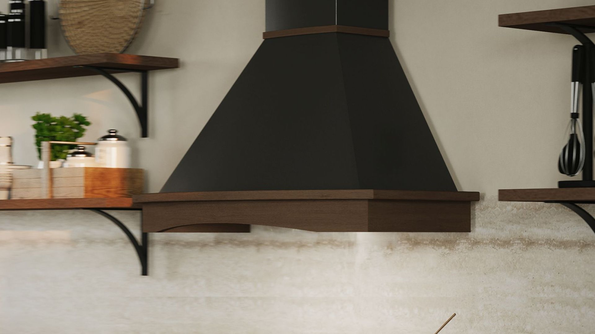 Rustikální digestoře Rustic Black Matt - Matná černá - Vizualizace 4