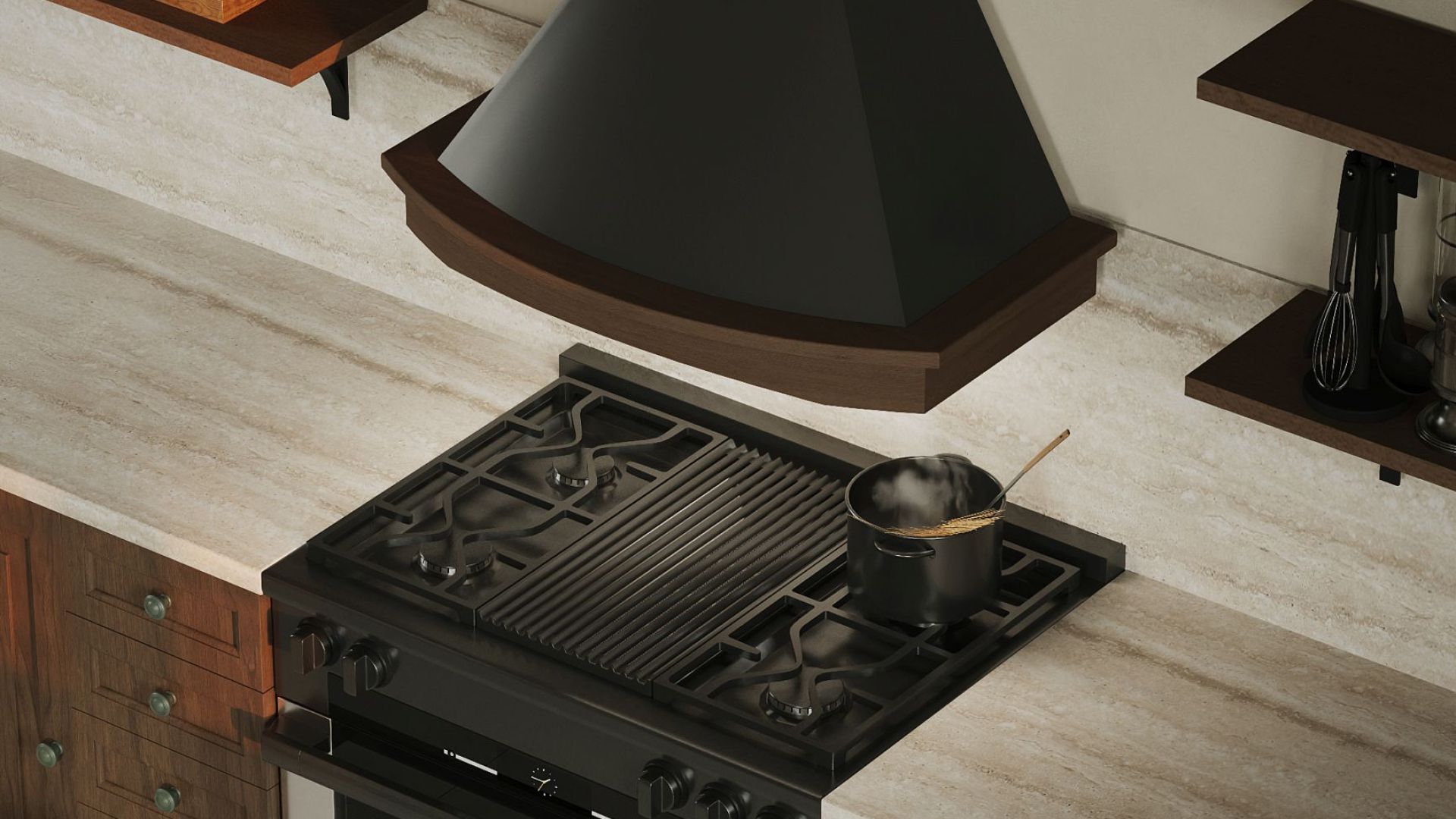 Rustikální digestoře Rustic Black Matt - Matná černá - Vizualizace 8