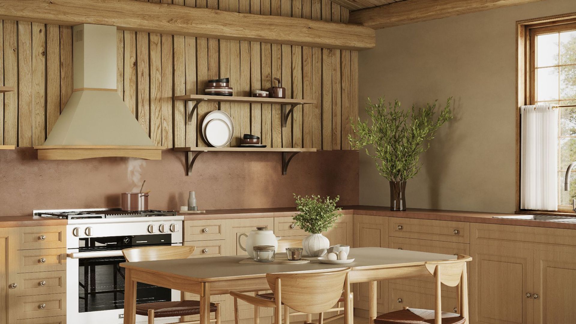 Rustikální digestoře Rustic Ecru - Béžová - Vizualizace