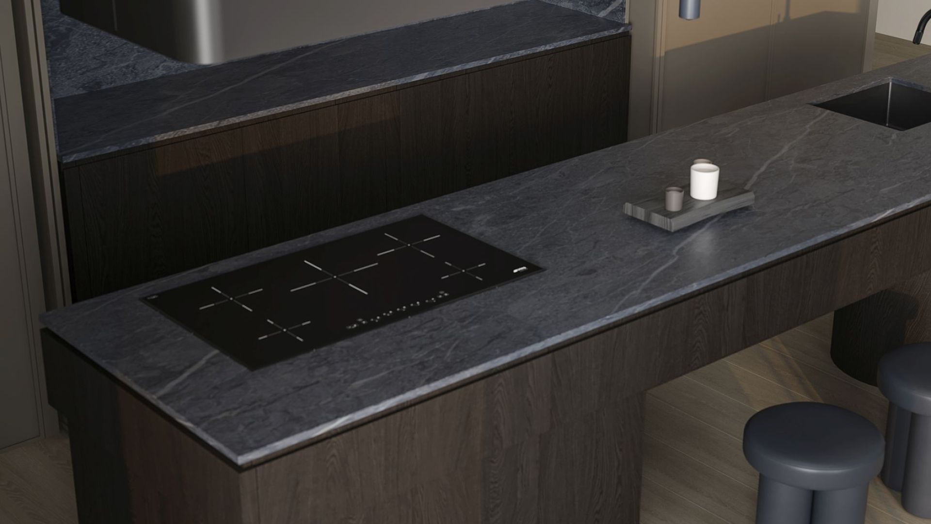 Ostrůvkové digestoře Sven Black Matt - Matná černá - Vizualizace