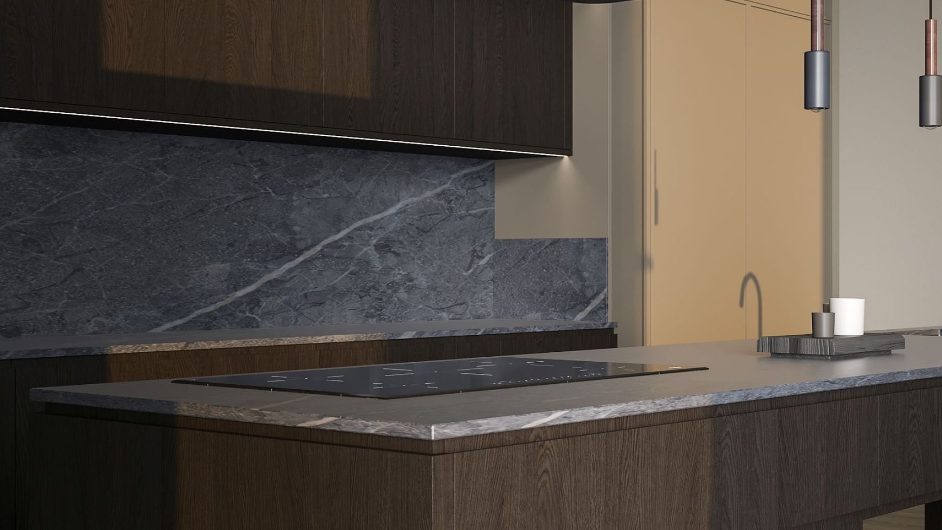 Ostrůvkové digestoře Sven Black Matt - Matná černá - Vizualizace 5