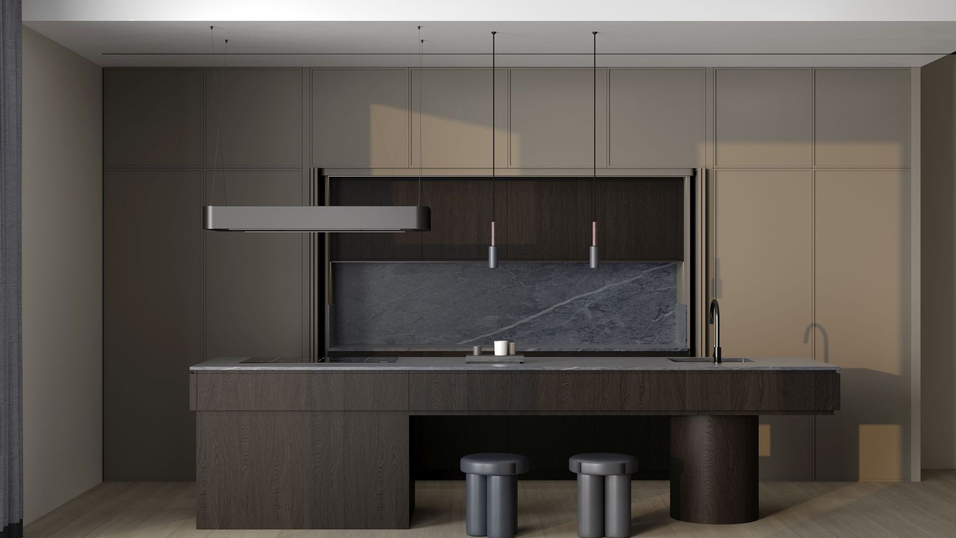 Ostrůvkové digestoře Sven Black Matt - Matná černá - Vizualizace 4