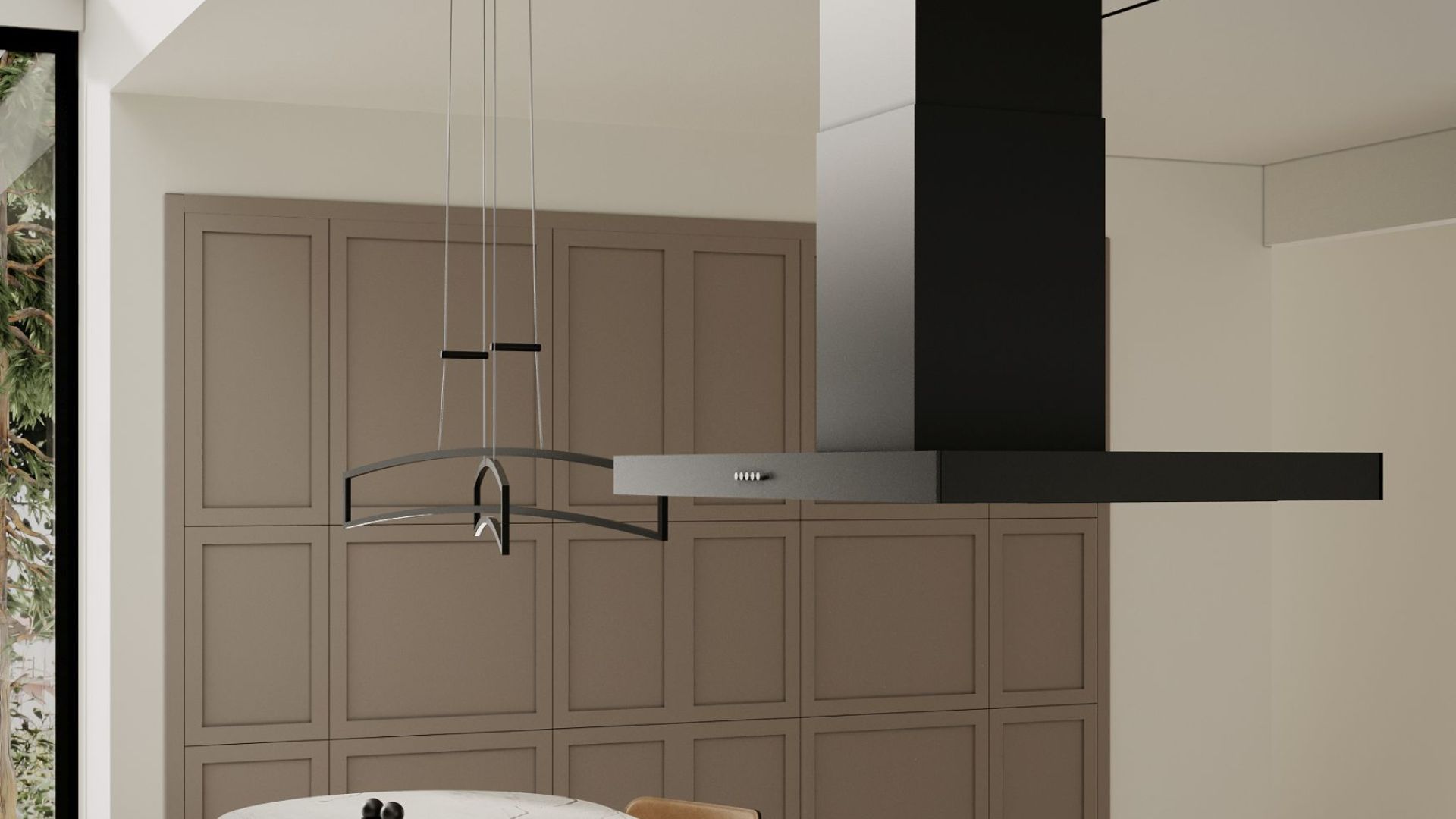 Ostrůvkové digestoře Sento Eco Island Strips Black Matt - Matná černá - Vizualizace 7