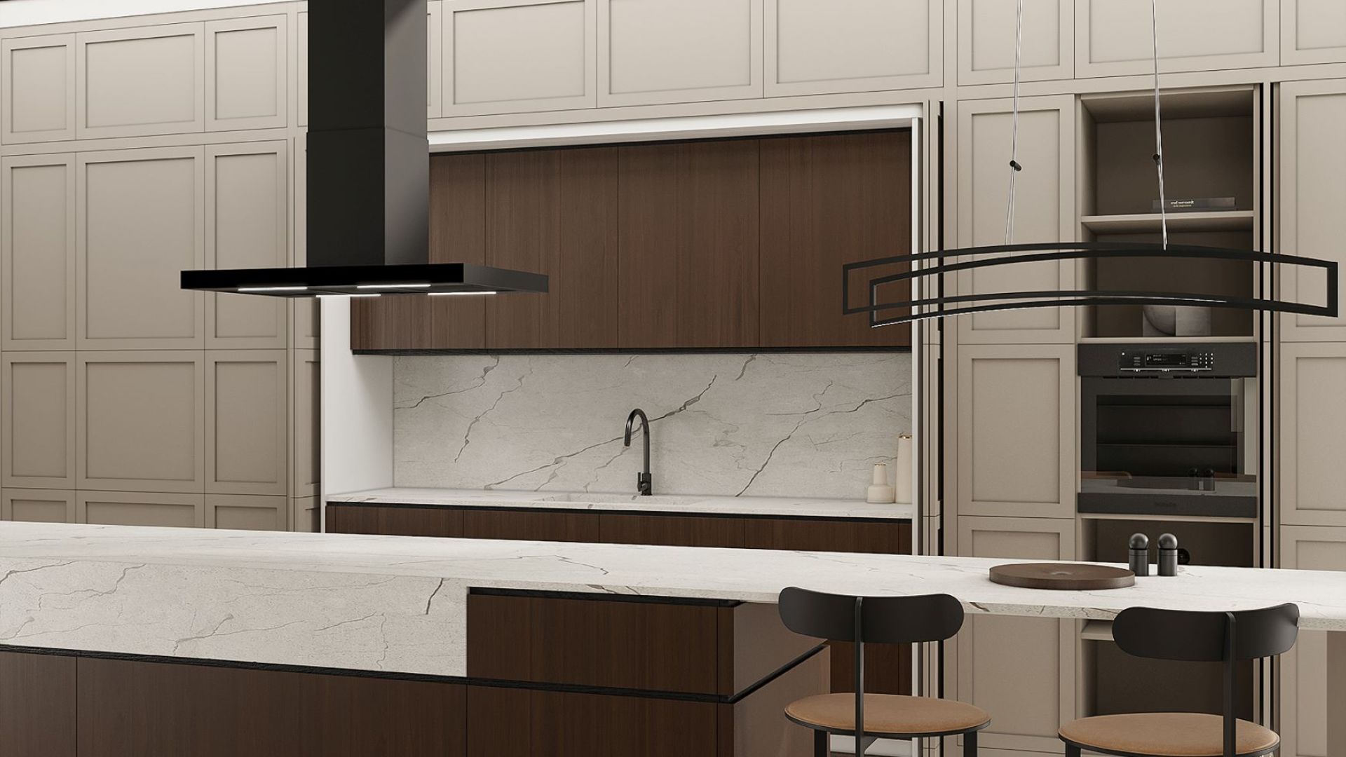 Ostrůvkové digestoře Sento Eco Island Strips Black Matt - Matná černá - Vizualizace 8