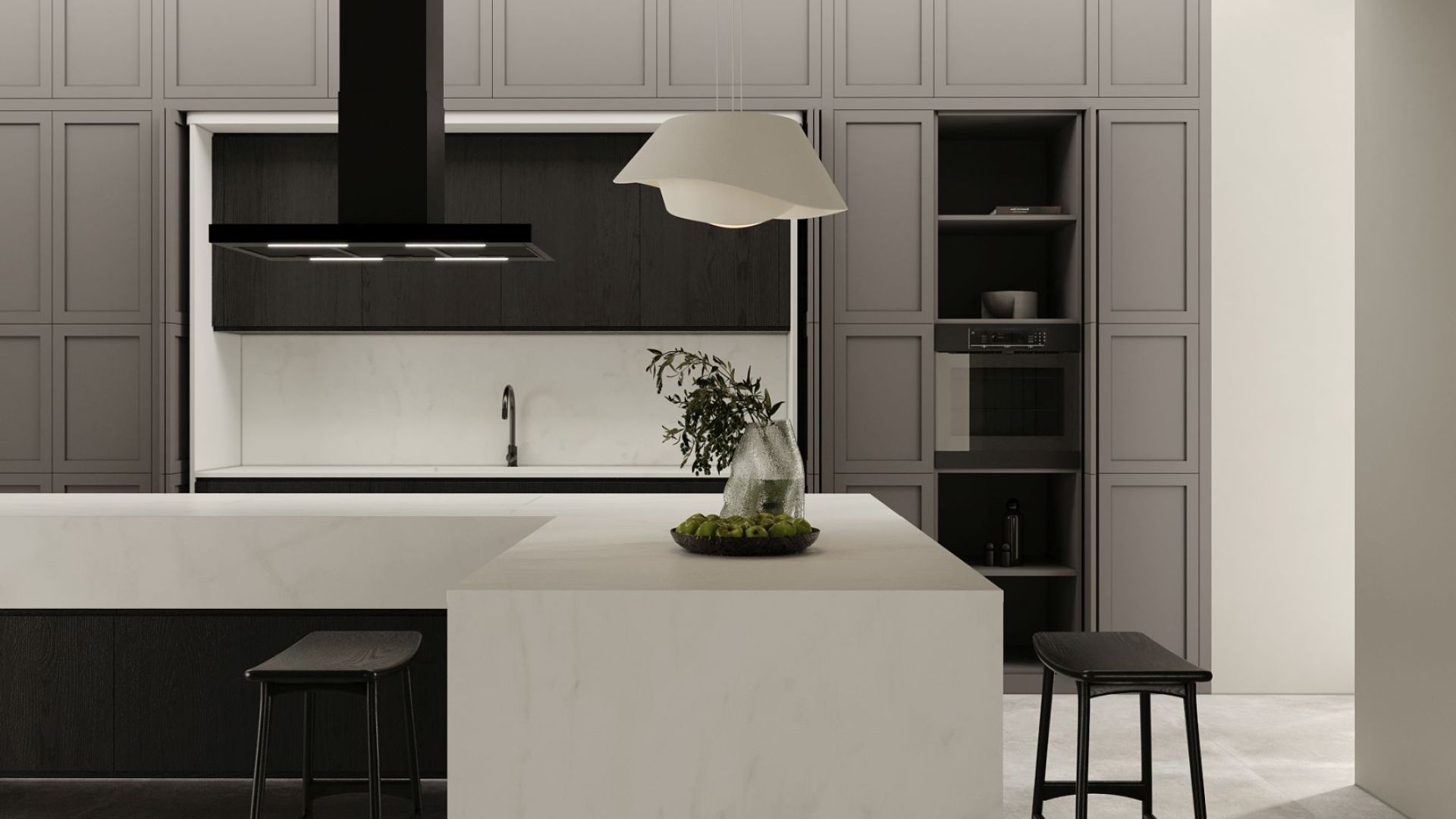 Ostrůvkové digestoře Sento Island Strips Black Matt - Matná černá - Vizualizace 2