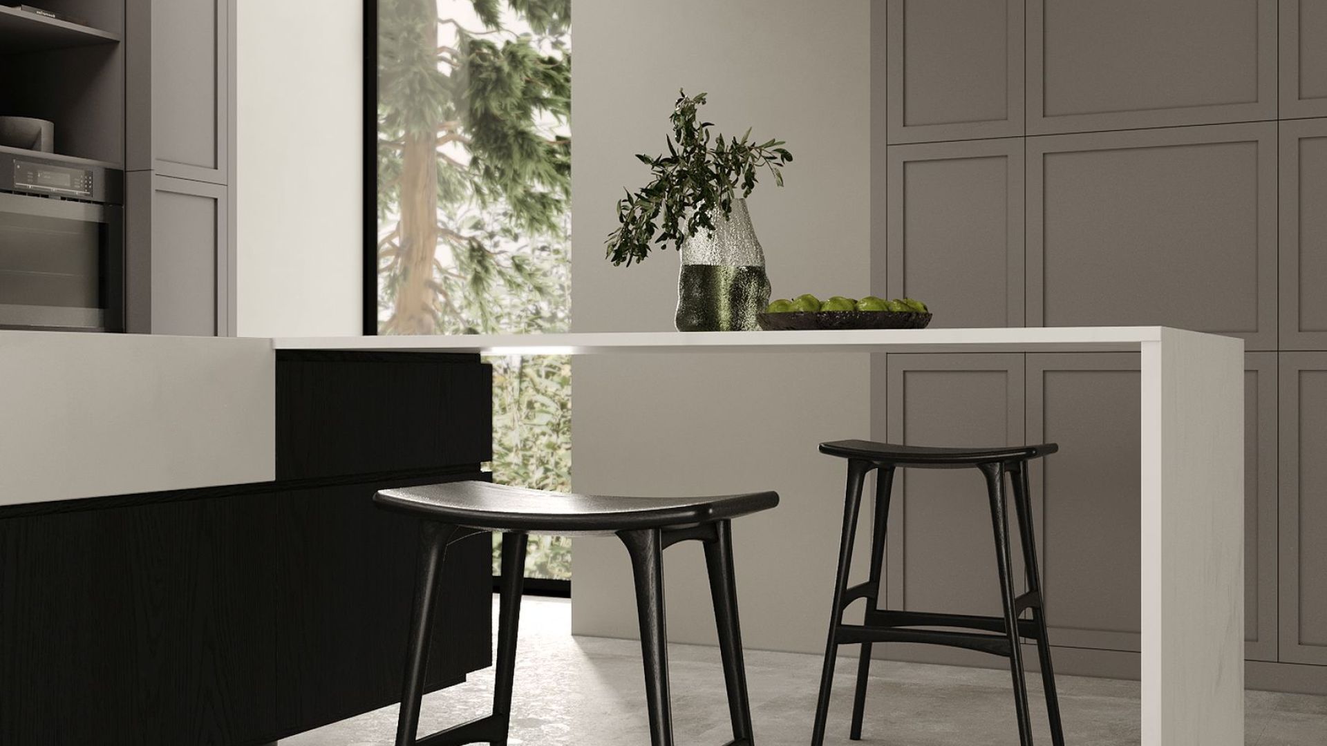 Ostrůvkové digestoře Sento Island Strips Black Matt - Matná černá - Vizualizace 3