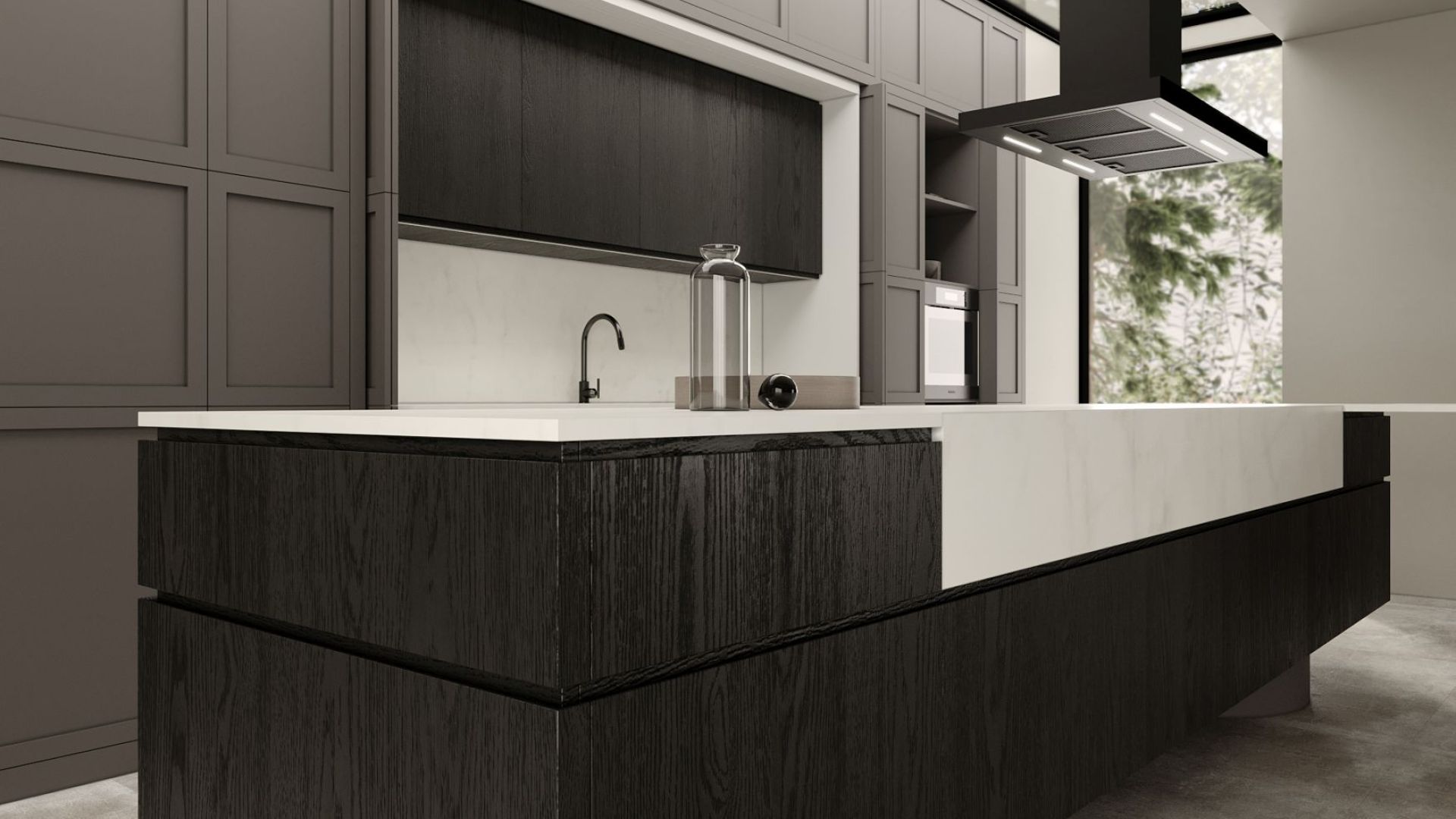 Ostrůvkové digestoře Sento Island Strips Black Matt - Matná černá - Vizualizace 4