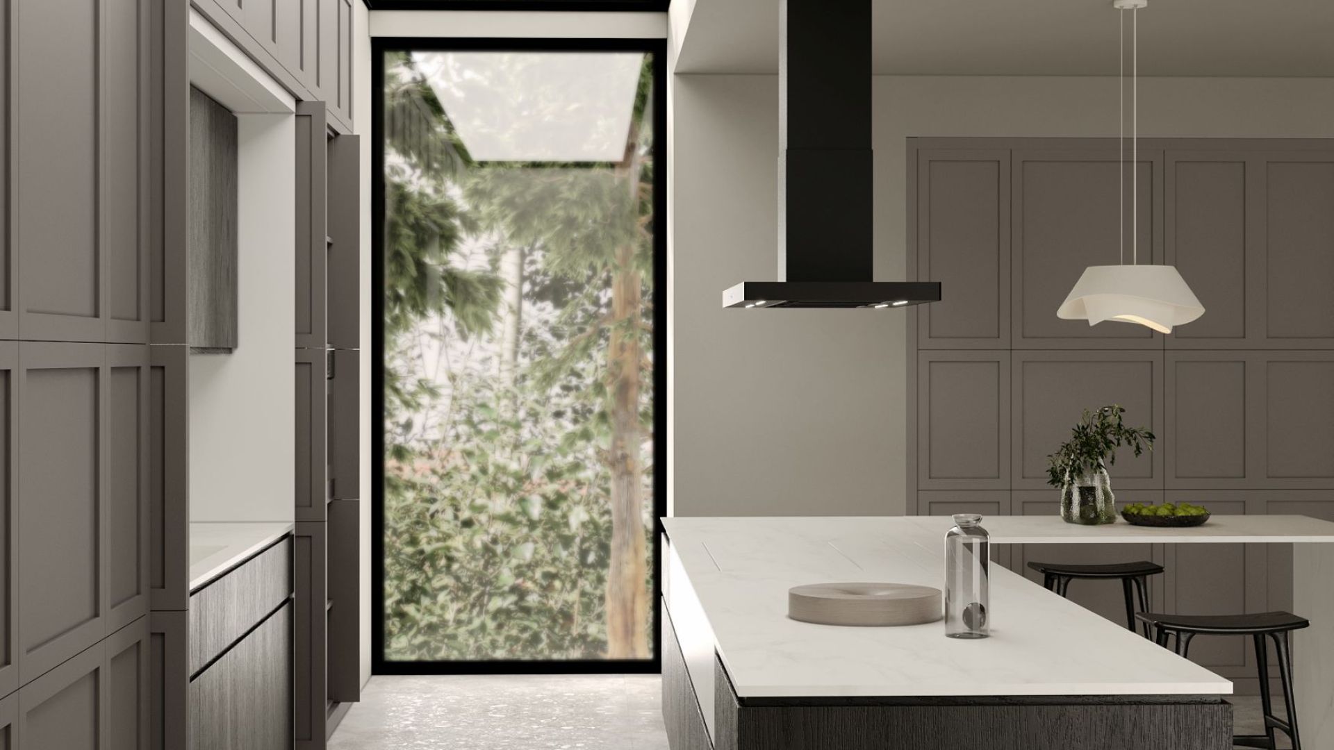 Ostrůvkové digestoře Sento Island Strips Black Matt - Matná černá - Vizualizace 5