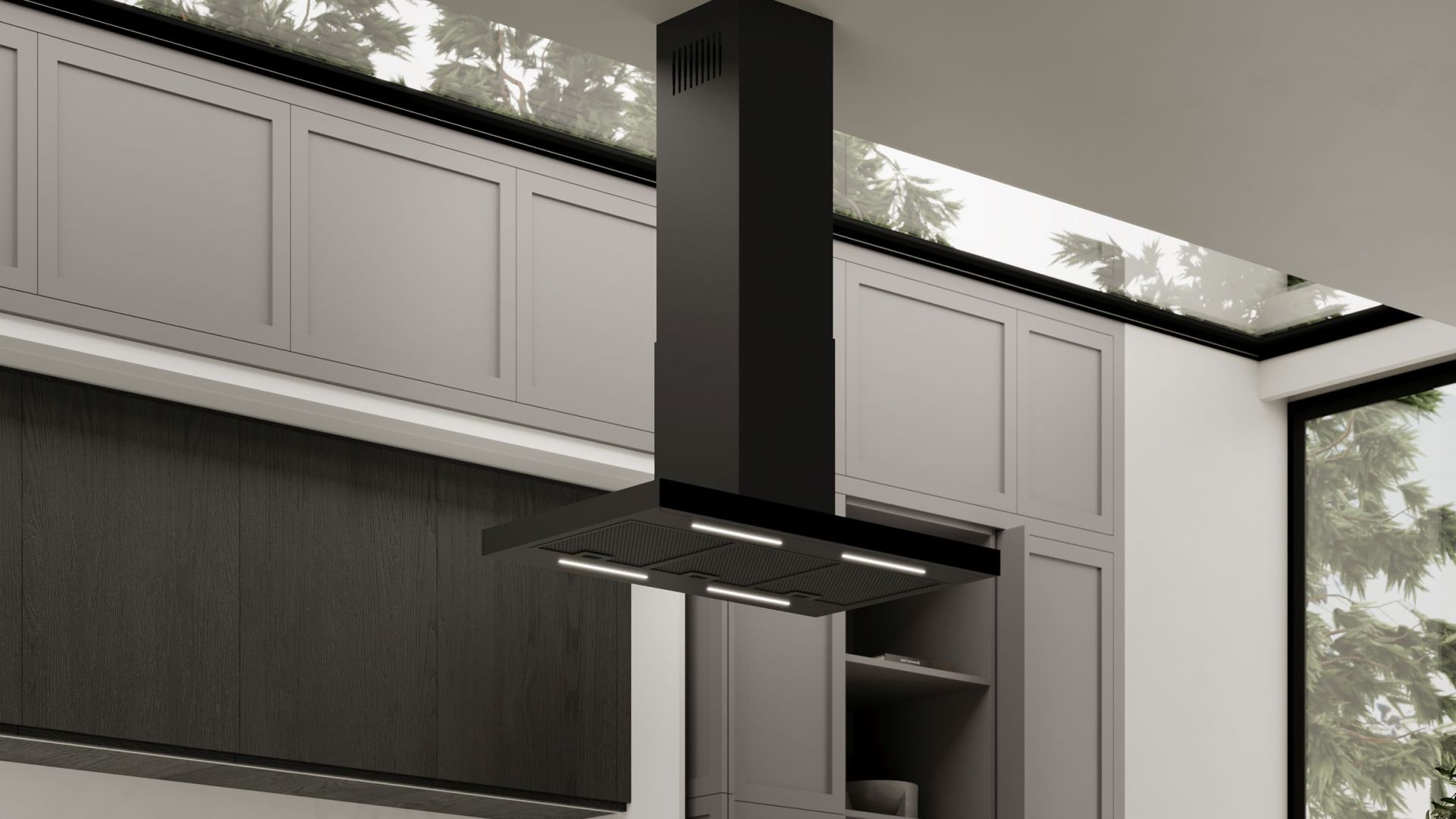 Ostrůvkové digestoře Sento Island Strips Black Matt - Matná černá - Vizualizace 6