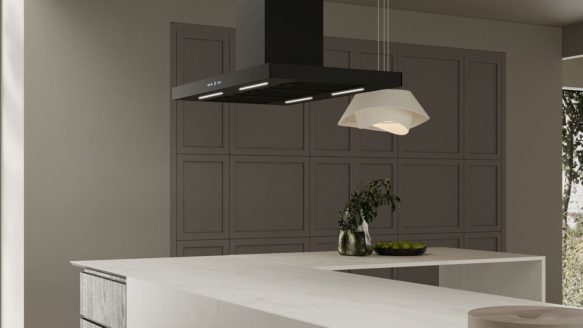 Ostrůvkové digestoře Sento Island Strips Black Matt - Matná černá - Vizualizace 9