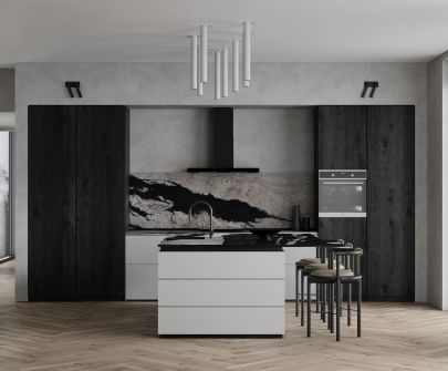 Komínové digestoře Sento OR Strips Black Matt - Matná černá - 50 cm / 60 cm / 80 cm / 90 cm - Vizualizace