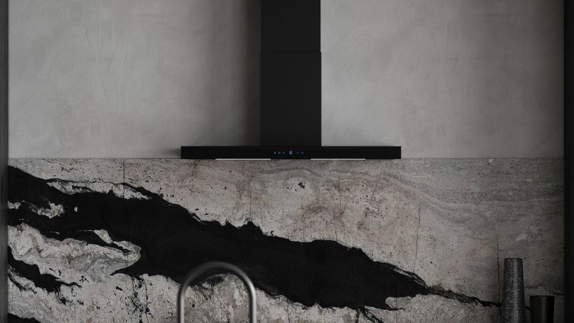 Komínové digestoře Sento OR Strips Black Matt - Matná černá - Vizualizace 2