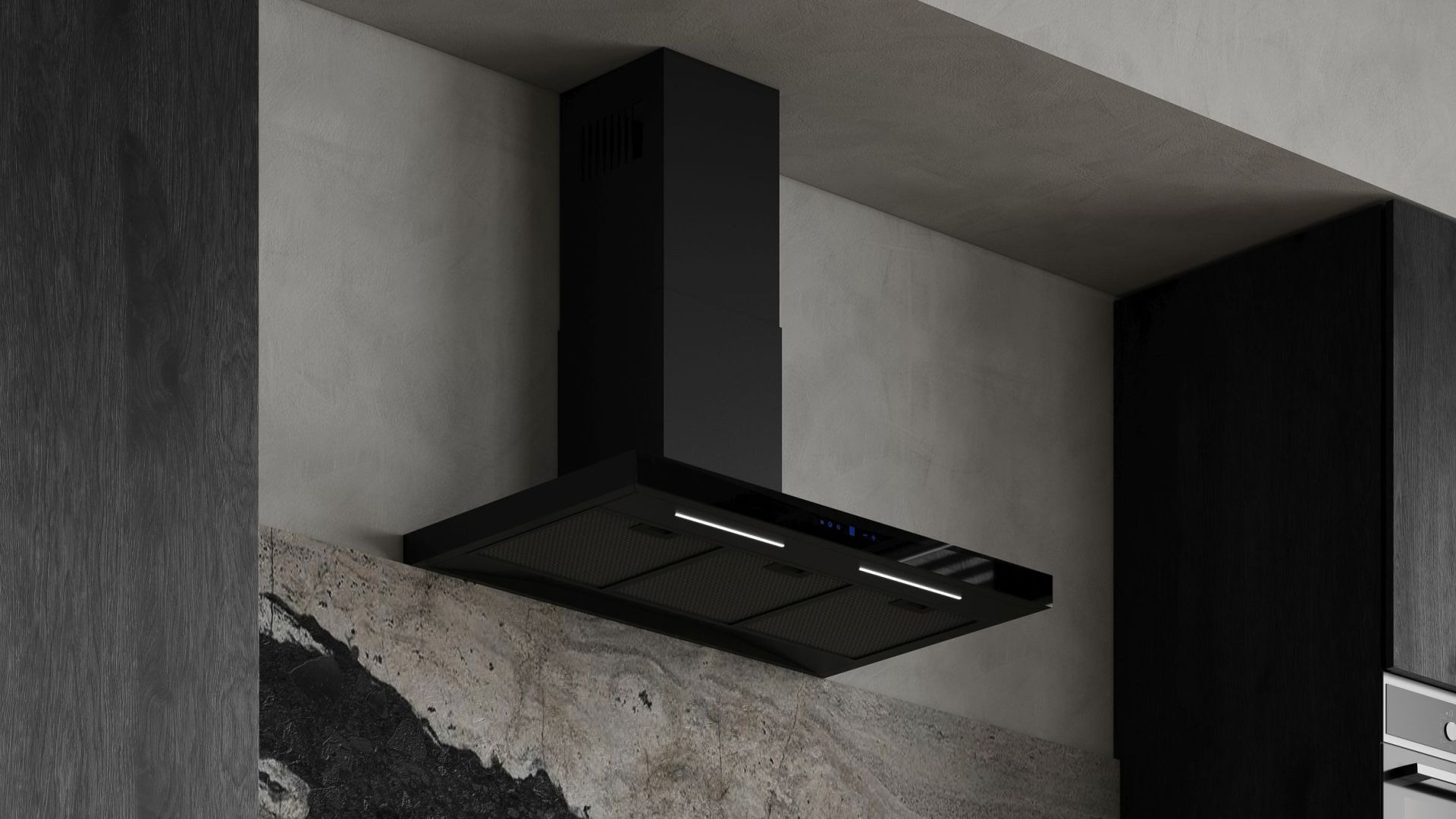 Komínové digestoře Sento OR Strips Black Matt - Matná černá - Vizualizace 4