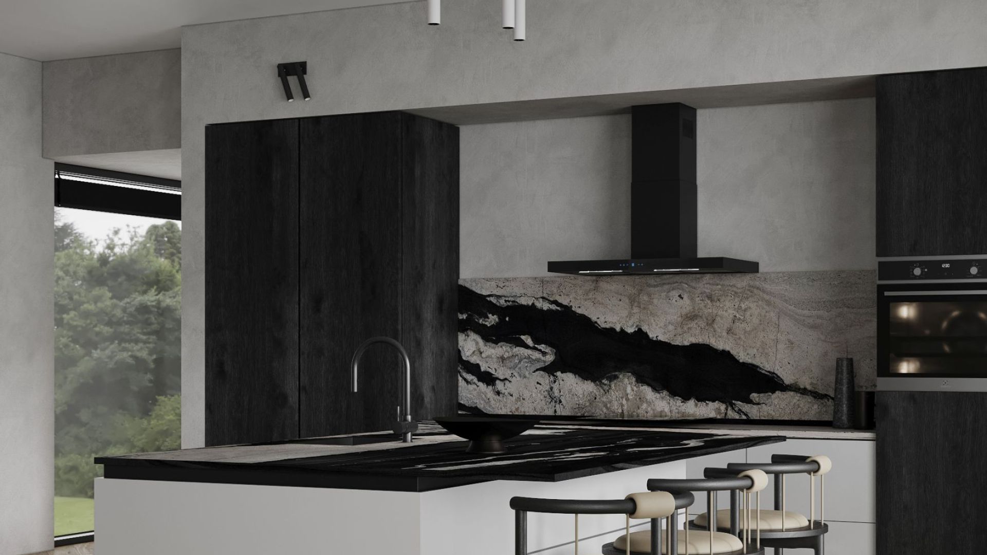 Komínové digestoře Sento OR Strips Black Matt - Matná černá - Vizualizace 7